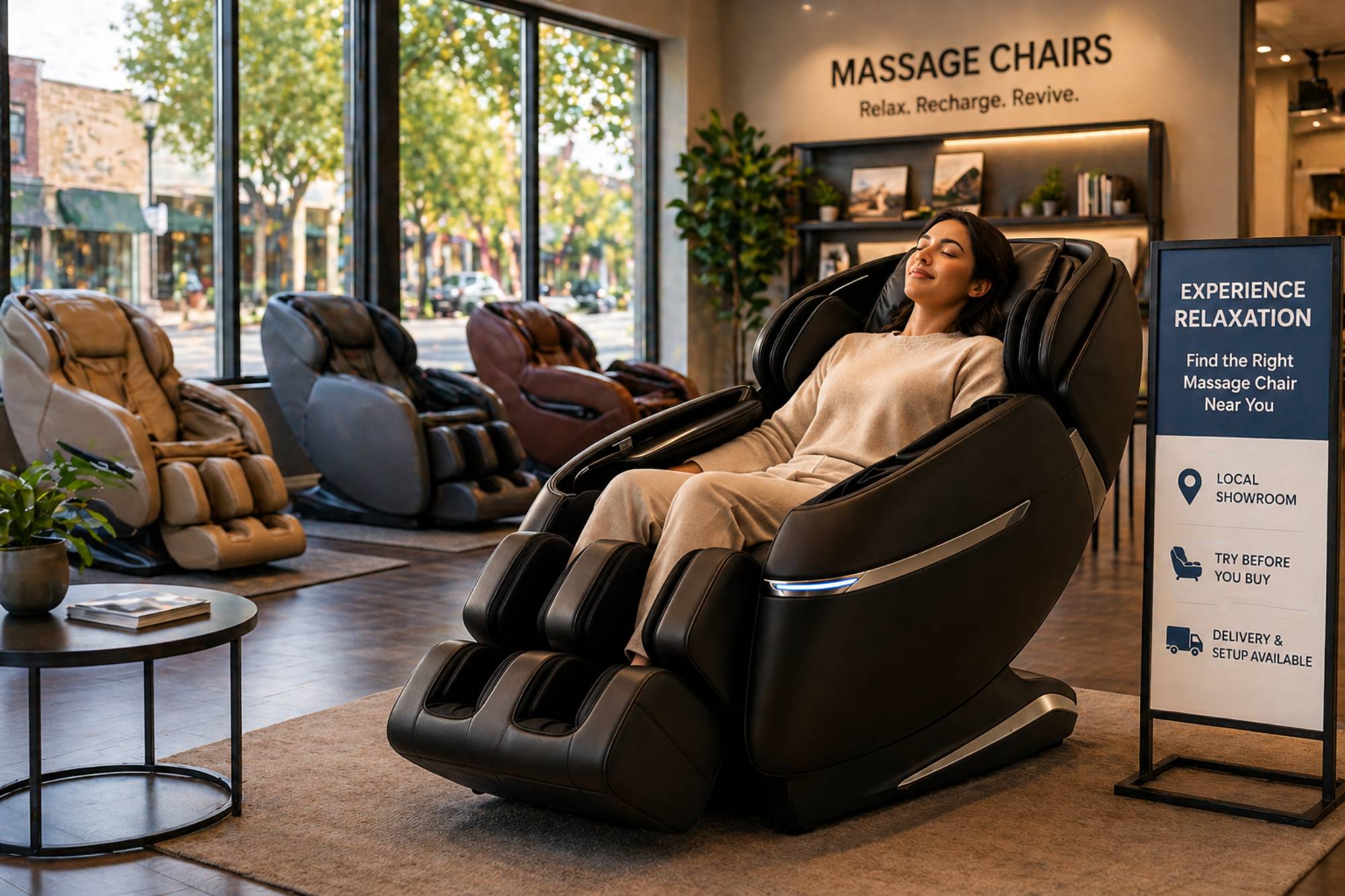 woman who found massage chairs near me.