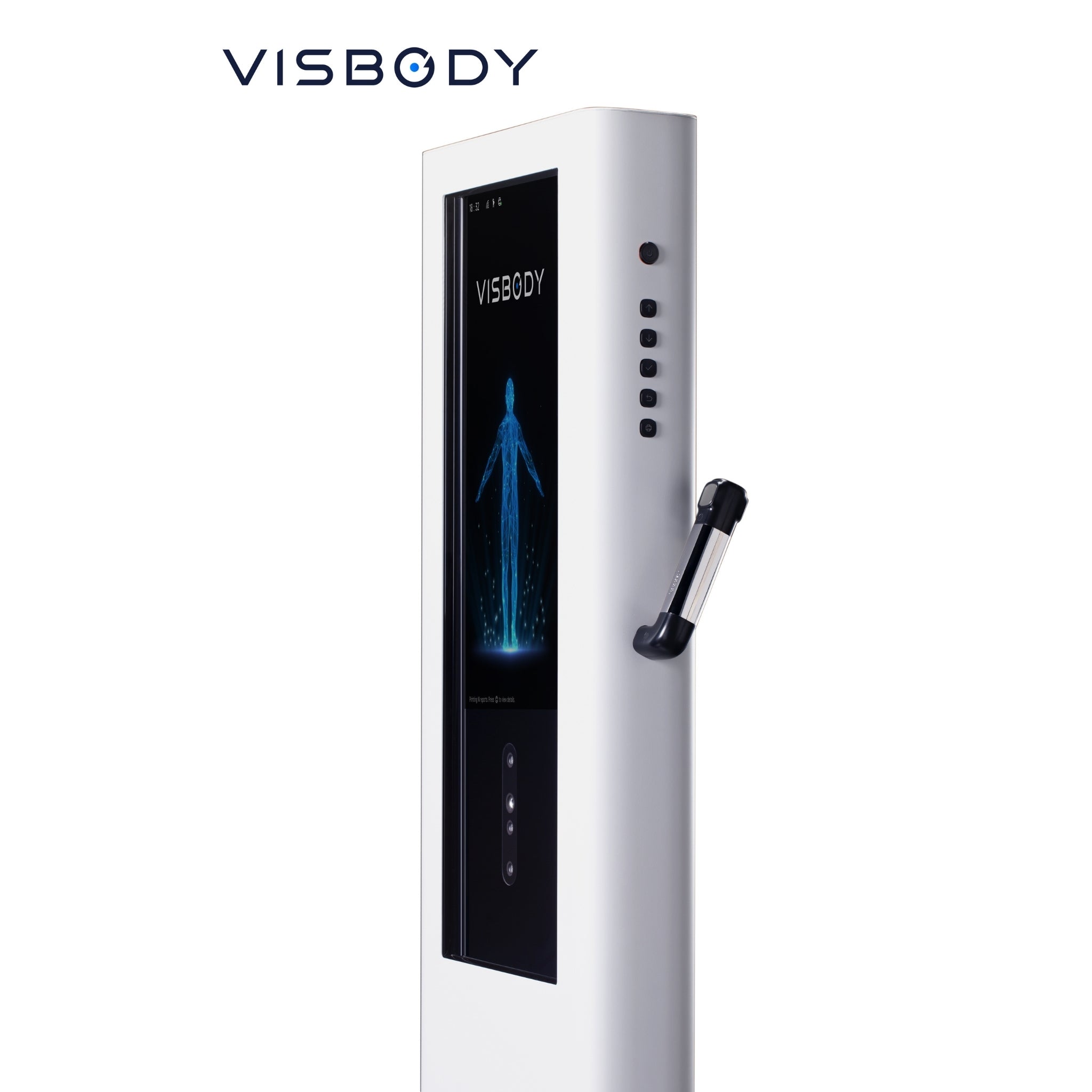 Visbody S30 advanced 3D body composition analyzer with side hand grips on a white background