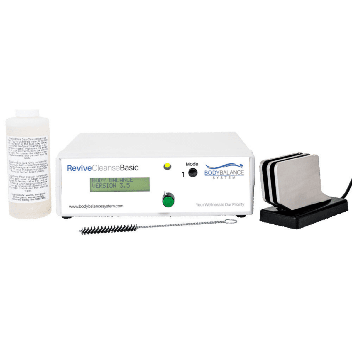 ReviveCleanse BASIC ionic foot bath system with control unit and electrode array on a white background