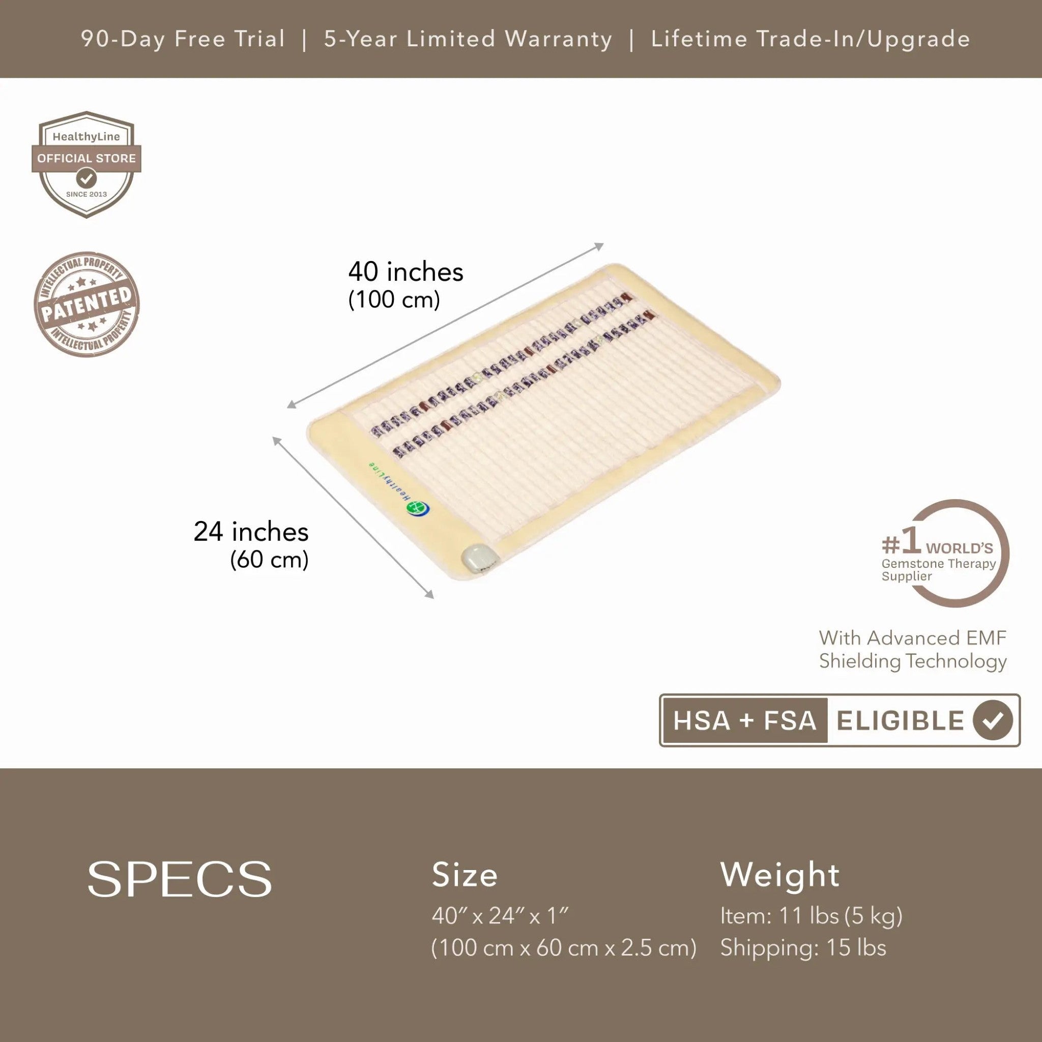 HealthyLine SOFT Series far infrared heating mat with natural gemstones for full-body relaxation and therapy