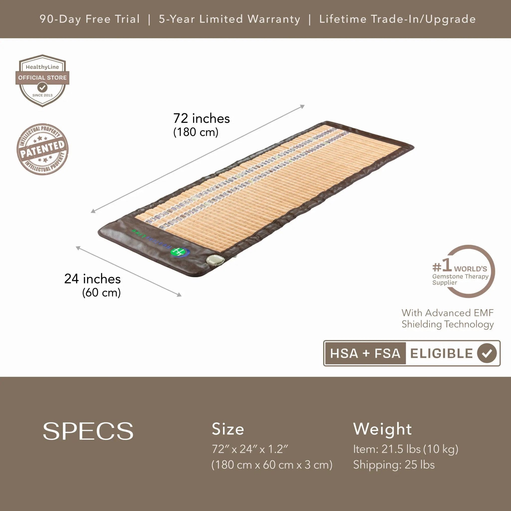 HealthyLine SOFT Series far infrared heating mat with natural gemstones for full-body relaxation and therapy