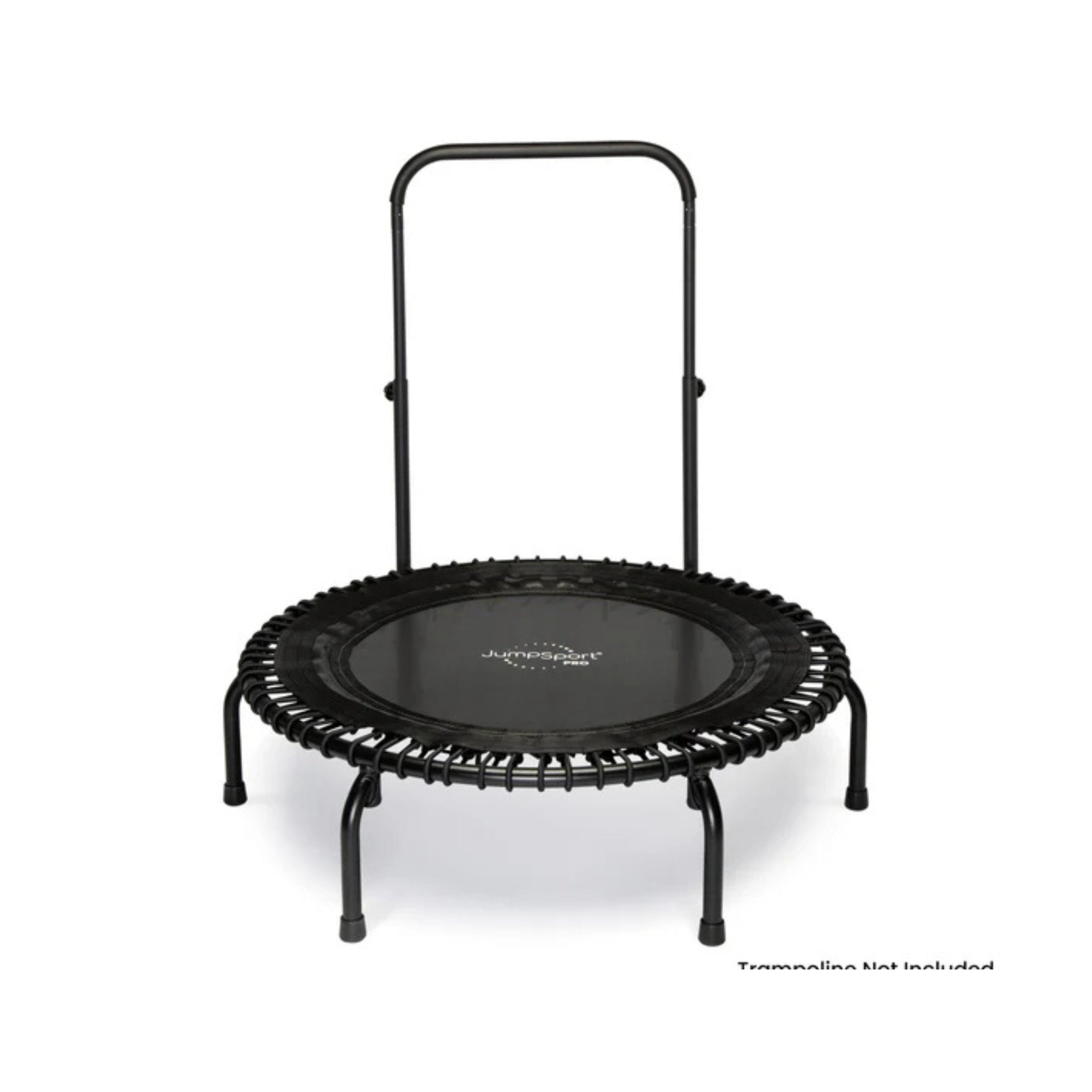 Jumpsport fitness trampoline with handlebar for balance and safe workouts