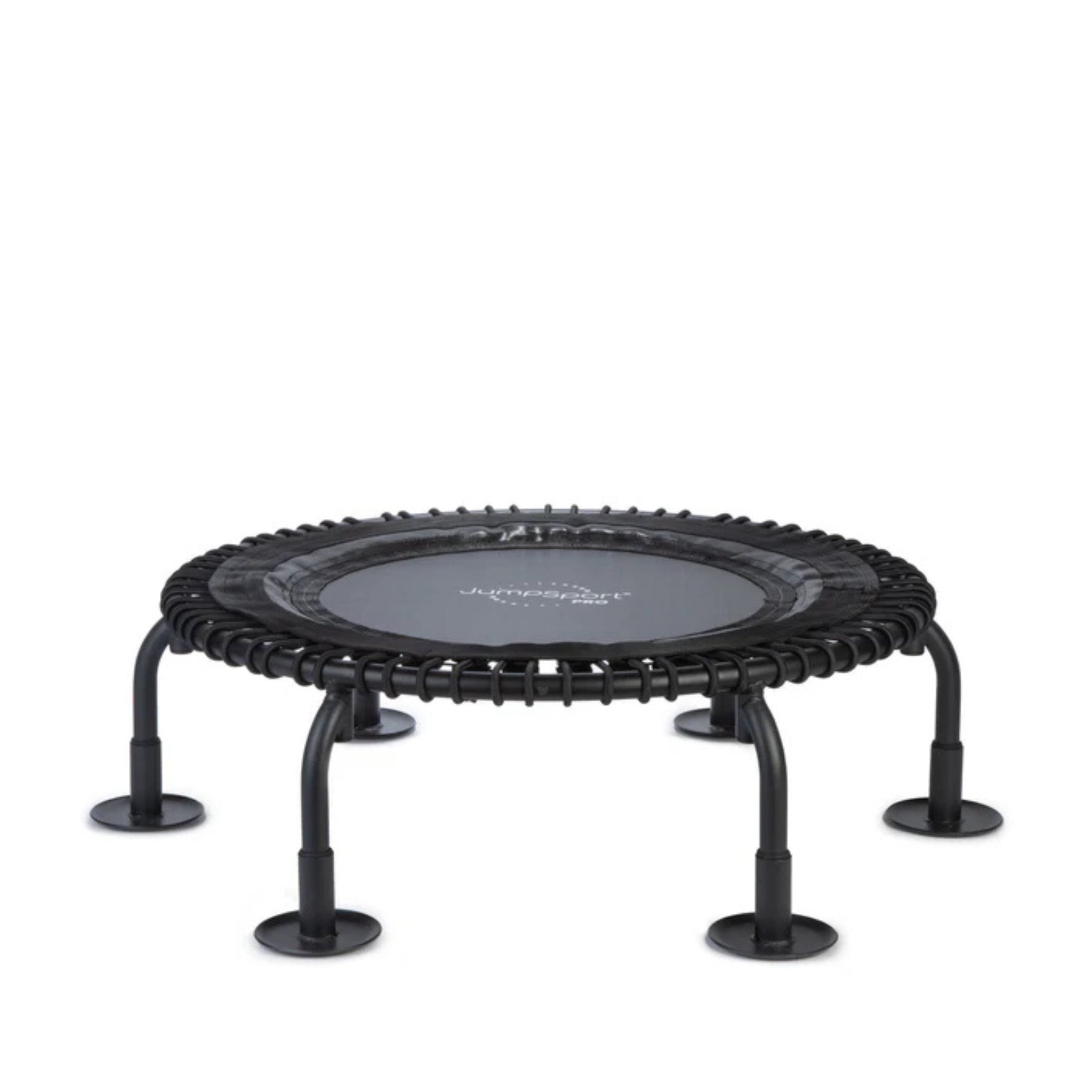 Jumpsport trampoline with replacement leg set for stable rebounding support