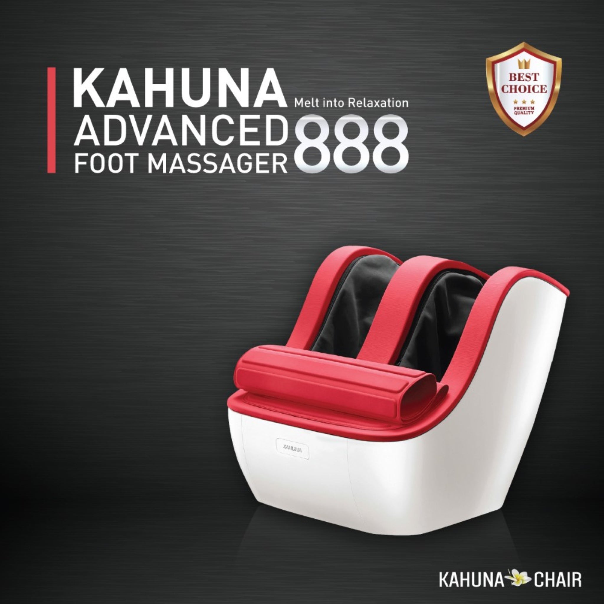 Kahuna 888 foot and calf massager promotional display with black background