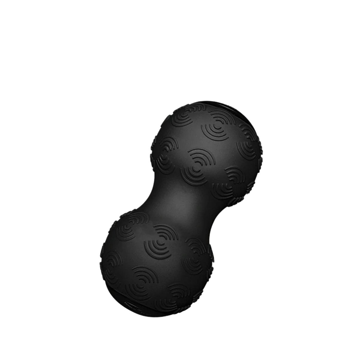 Top view of Power Plate black vibrating peanut massage ball with ergonomic design for spine and neck