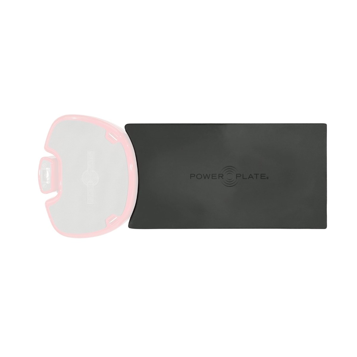 Top-down view of Power Plate step-up platform accessory positioned next to MOVE vibration platform