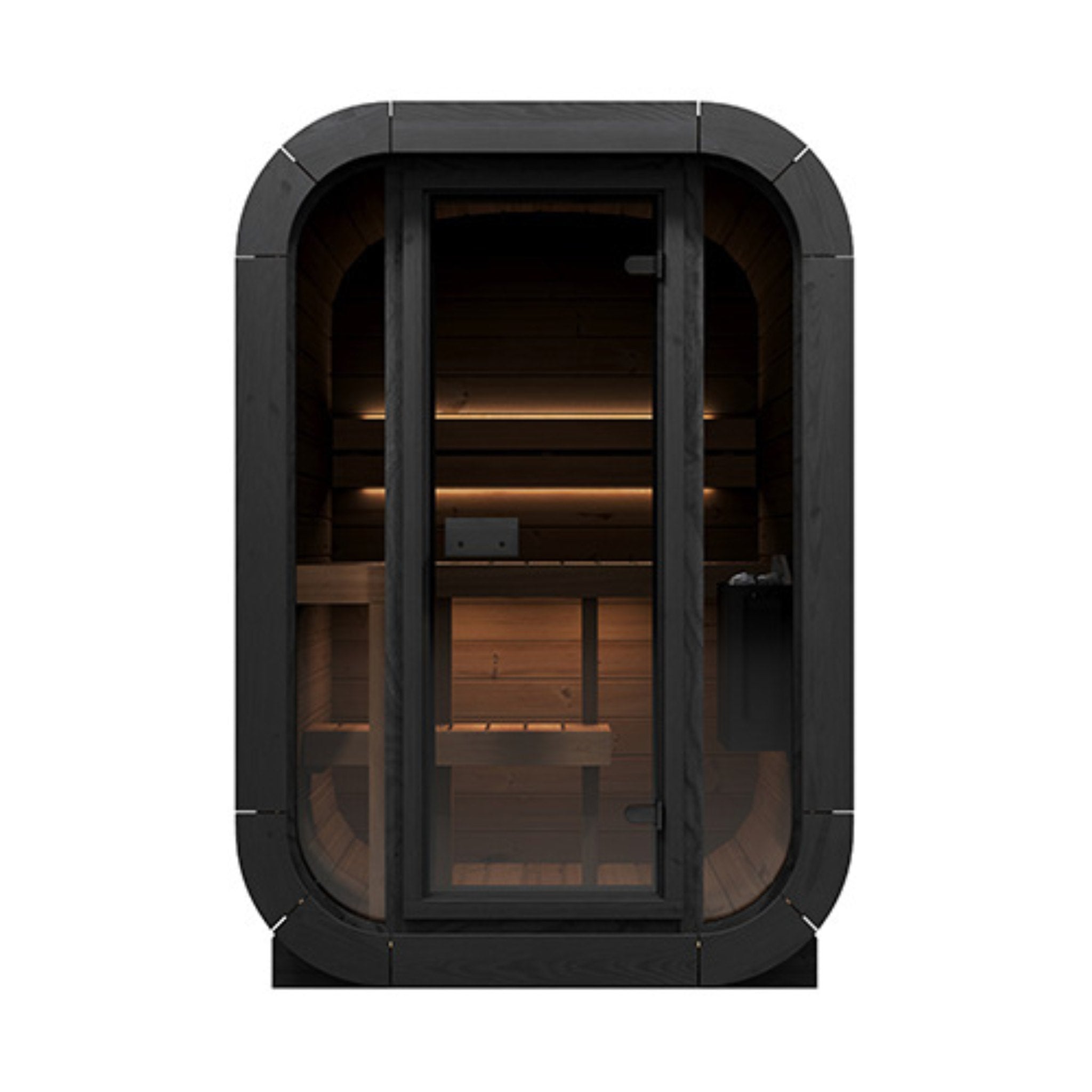 SaunaLife CL3G barrel sauna showcasing front glass door and cedar interior.