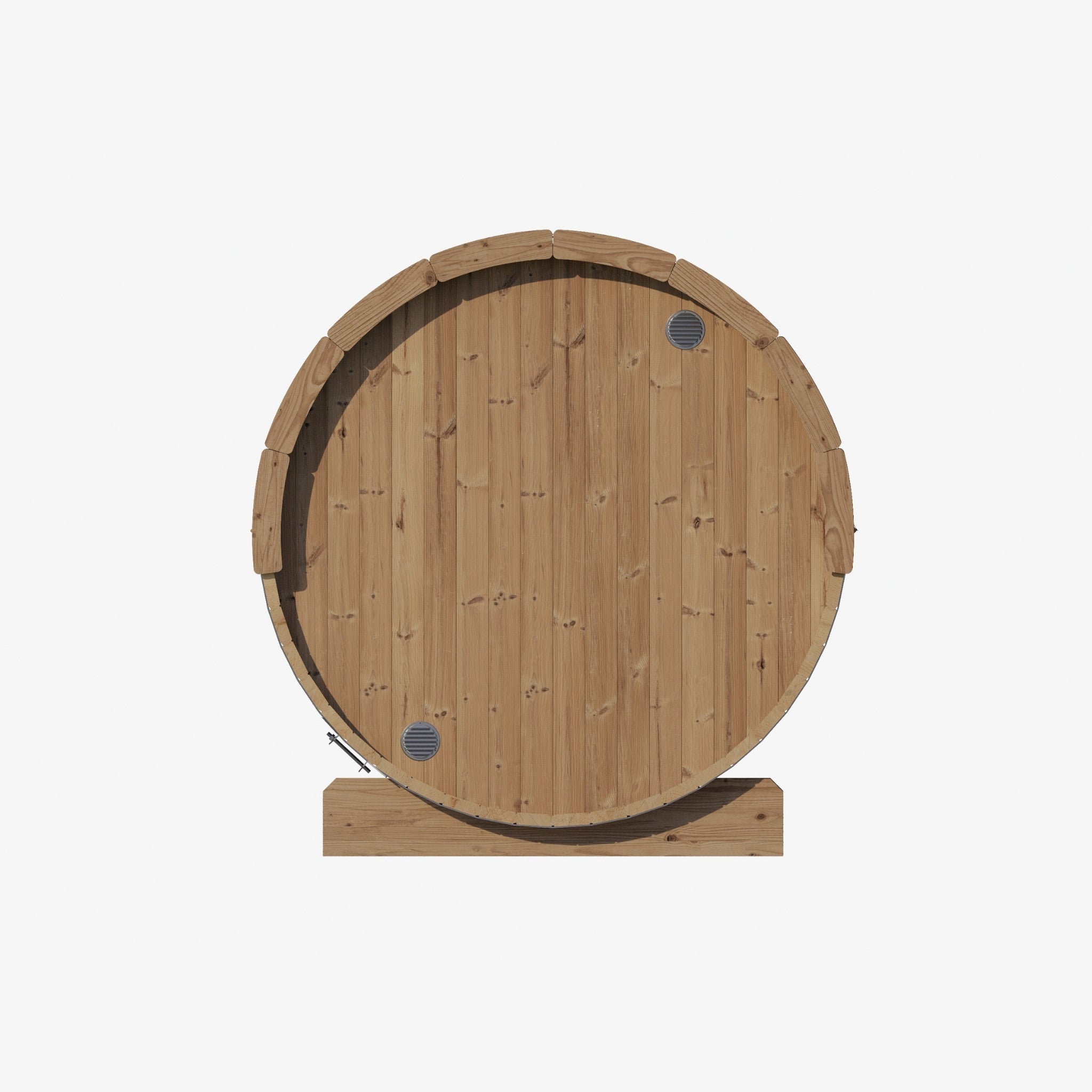 Open door view of SaunaLife E7 sauna displaying smooth cedar benches and wood detail.