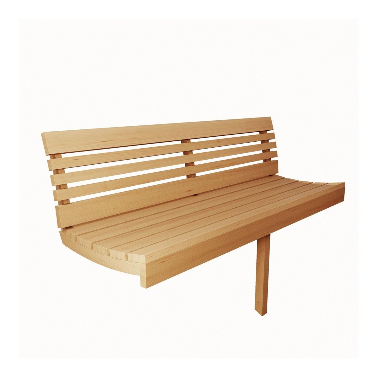 SaunaLife E6 wooden bench and backrest set on white background.