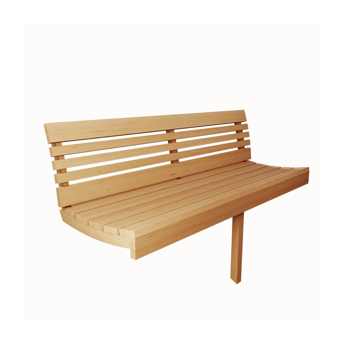 SaunaLife E8W bench and slatted backrest set on white background.