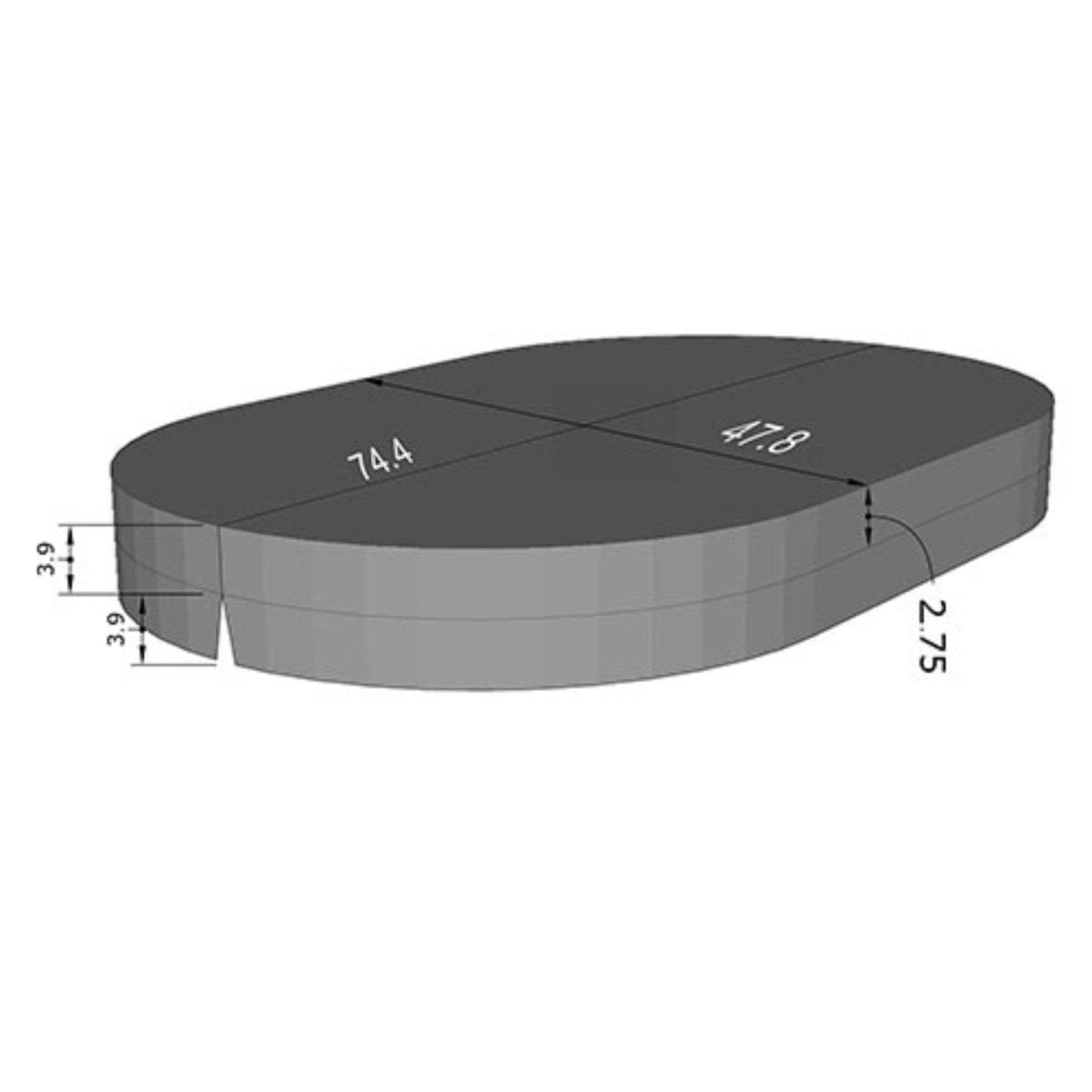 Dimensional reference diagram for SaunaLife S2 Cover showing width and height specifications.