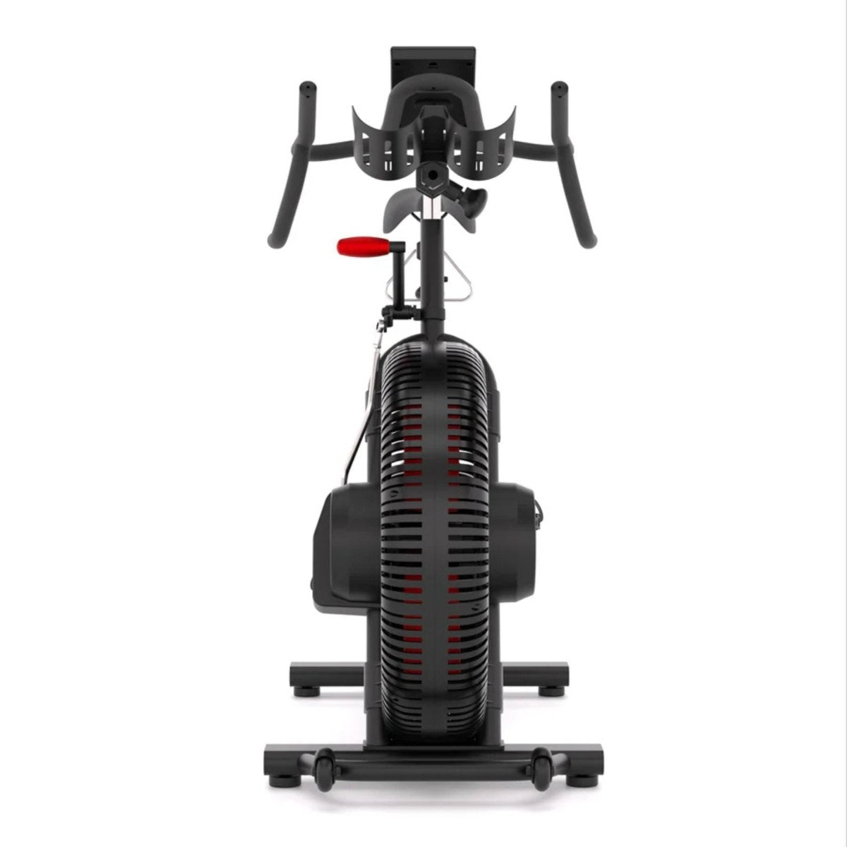 Rear view of STEPR Cycle XL Connected Bike Erg spin bike showing frame and flywheel construction