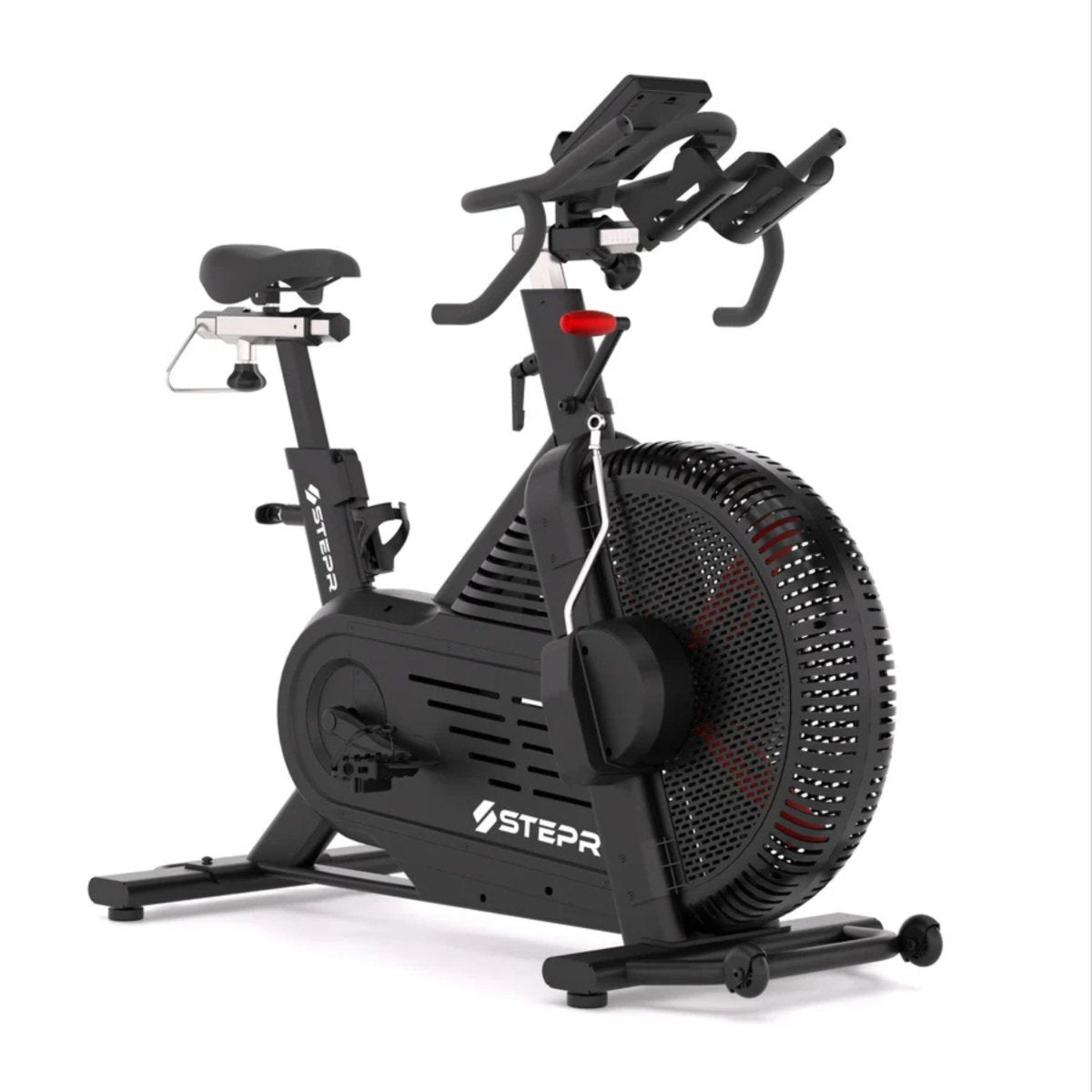 STEPR Cycle XL Connected Bike Erg spin bike used in modern studio environment for cycling workouts