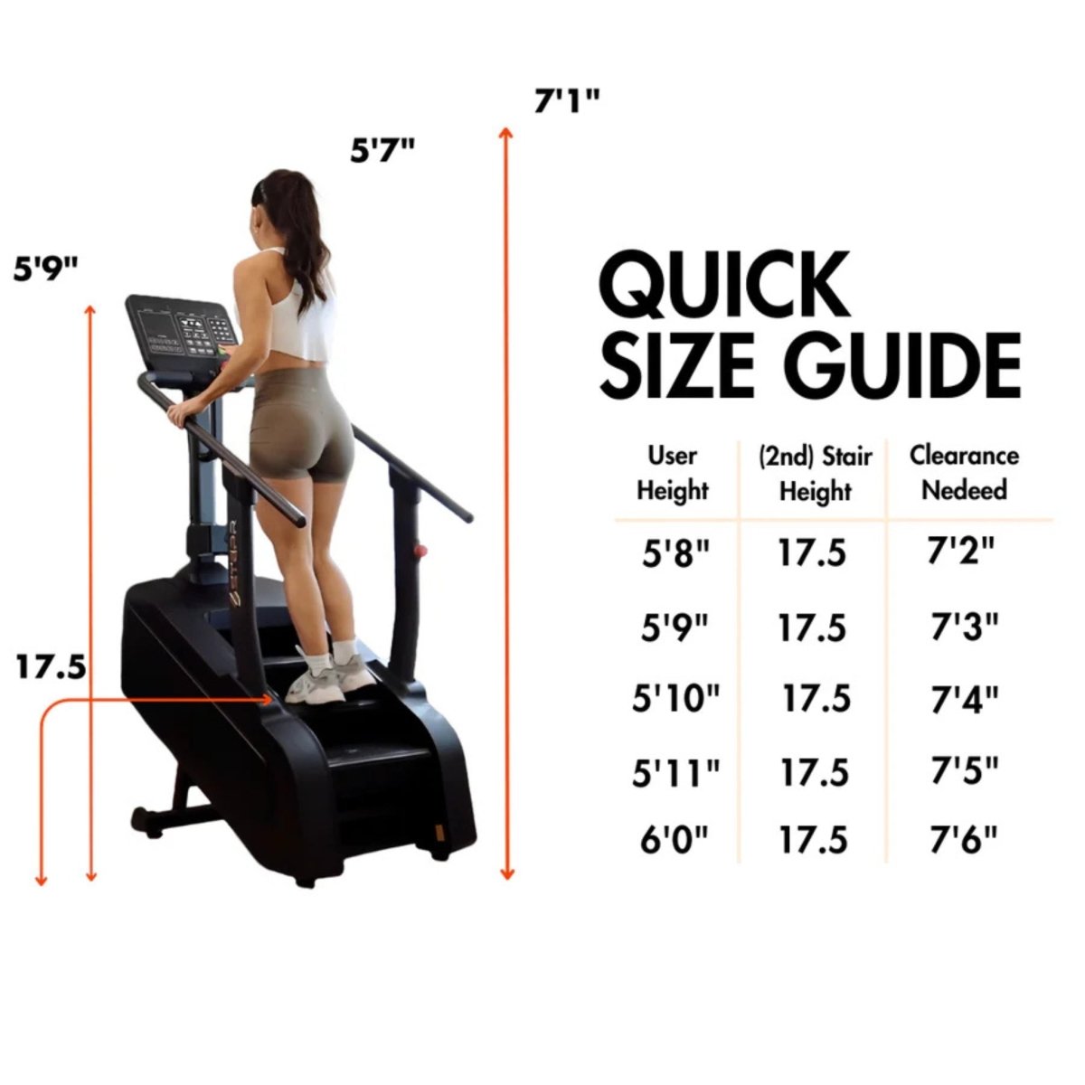 Home stair climber machine quick size guide chart for users