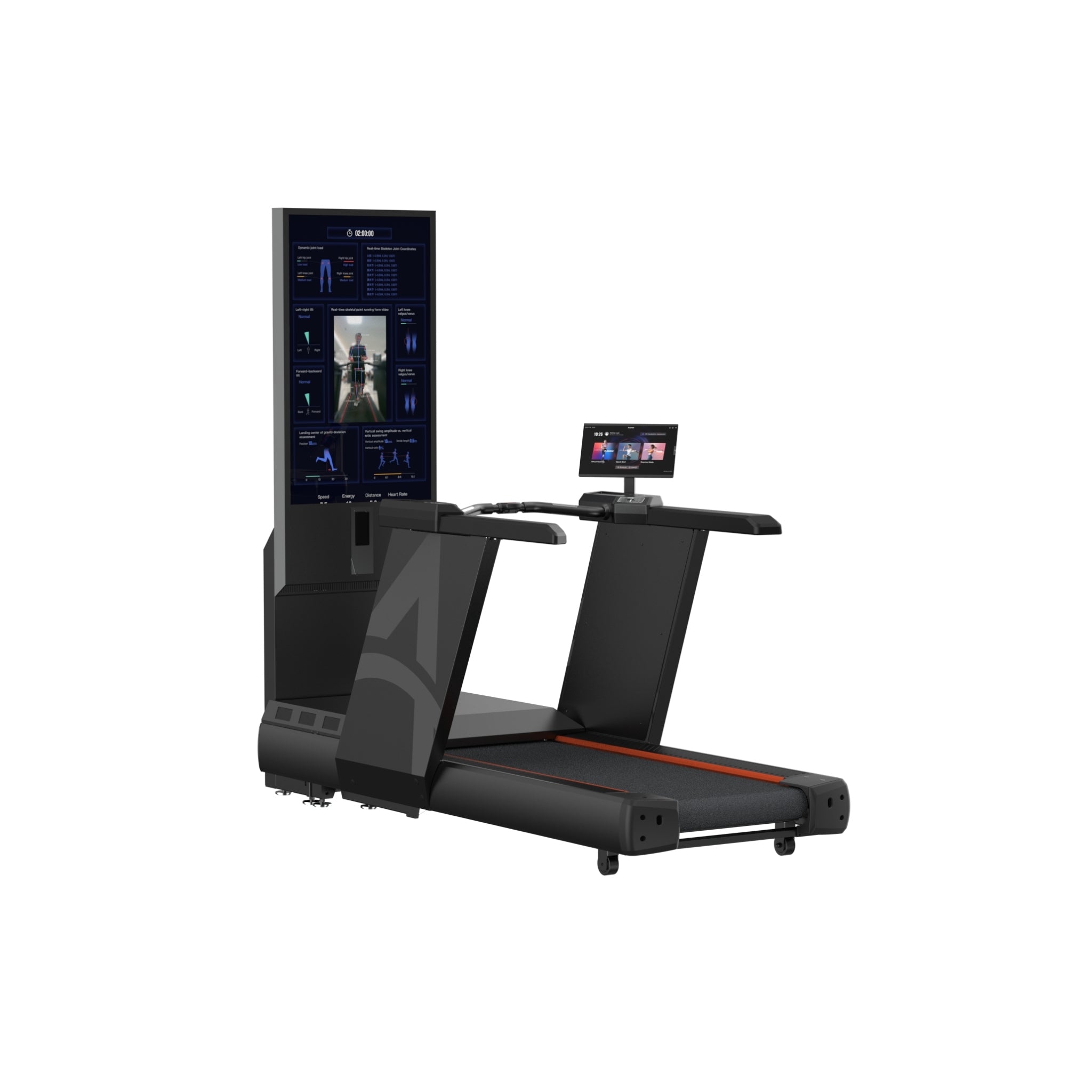 Visbody Creator 600 AI Treadmill with dual-screen display for fitness and rehabilitation training on a white background