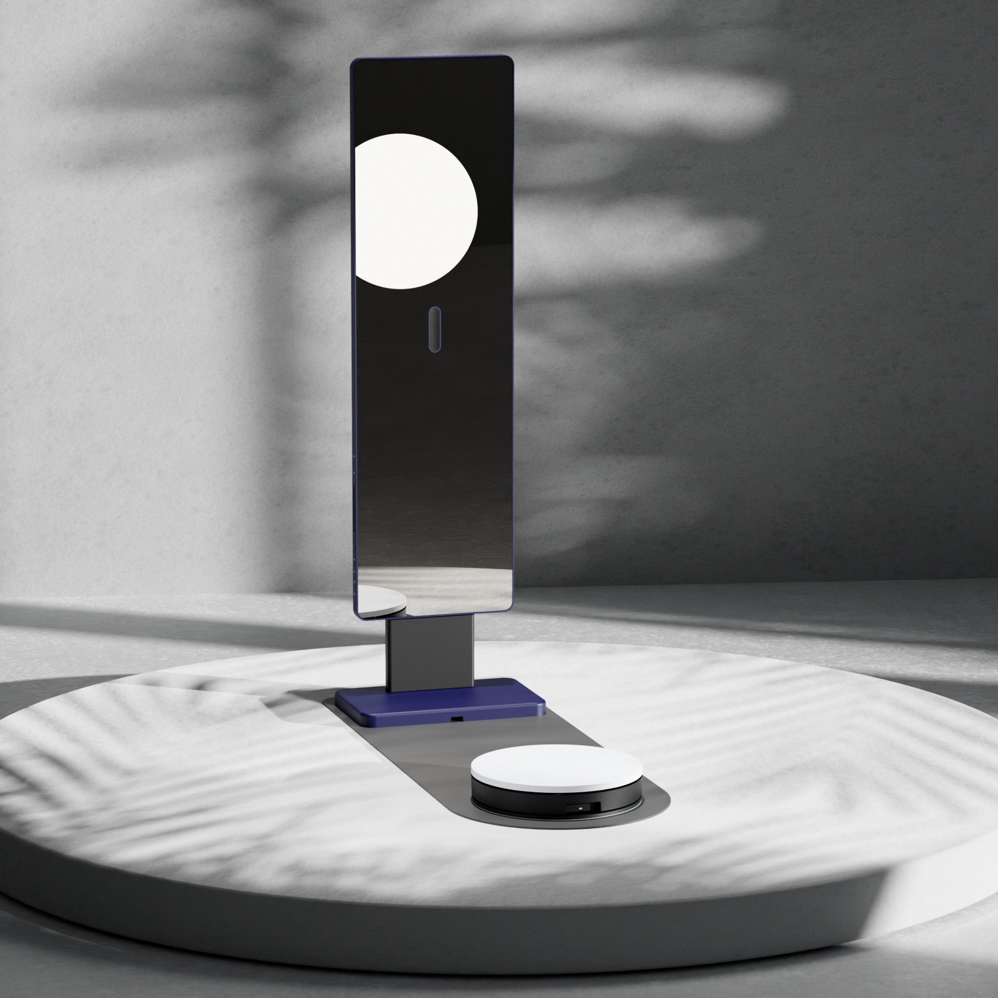 Visbody M30 3D body scanner showcased in a minimalist modern setting for health and wellness technology