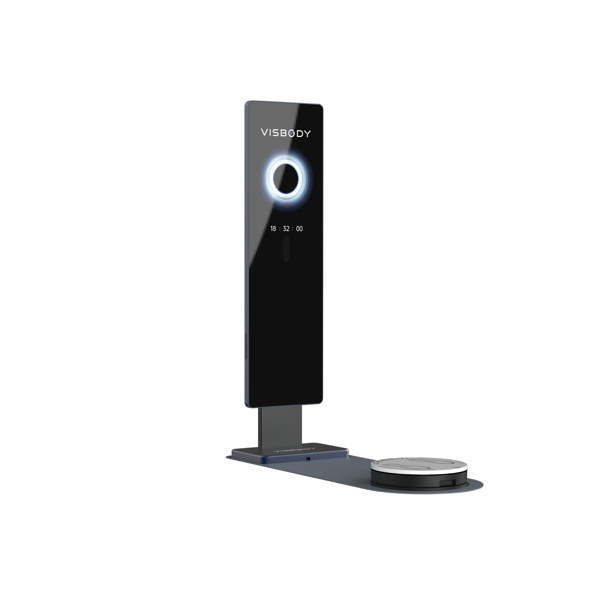 Angled view of Visbody M30 3D body scanner for body composition analysis and health tracking