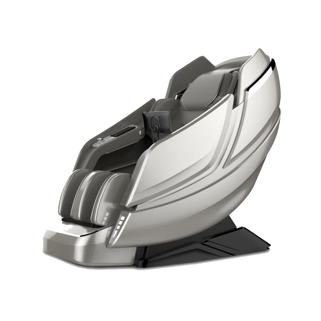 DIOS 1288 massage chair in modern gray finish with advanced 7D massage technology, displayed on a transparent background for professional product showcase