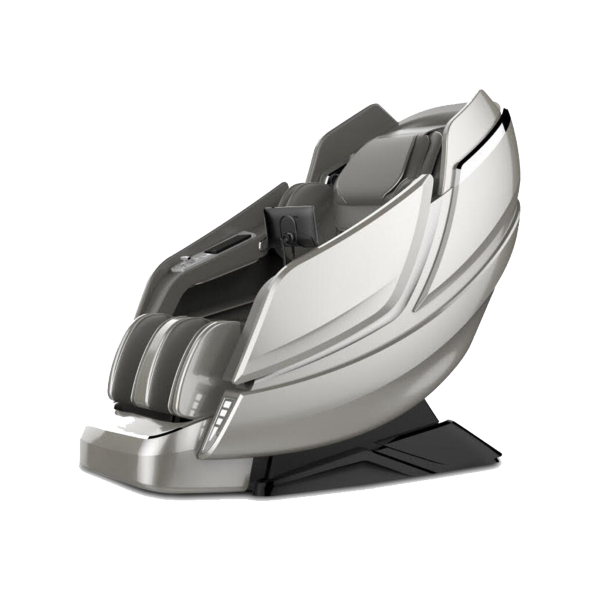 DIOS 1288 massage chair in modern gray finish with advanced 7D massage technology, displayed on a transparent background for professional product showcase