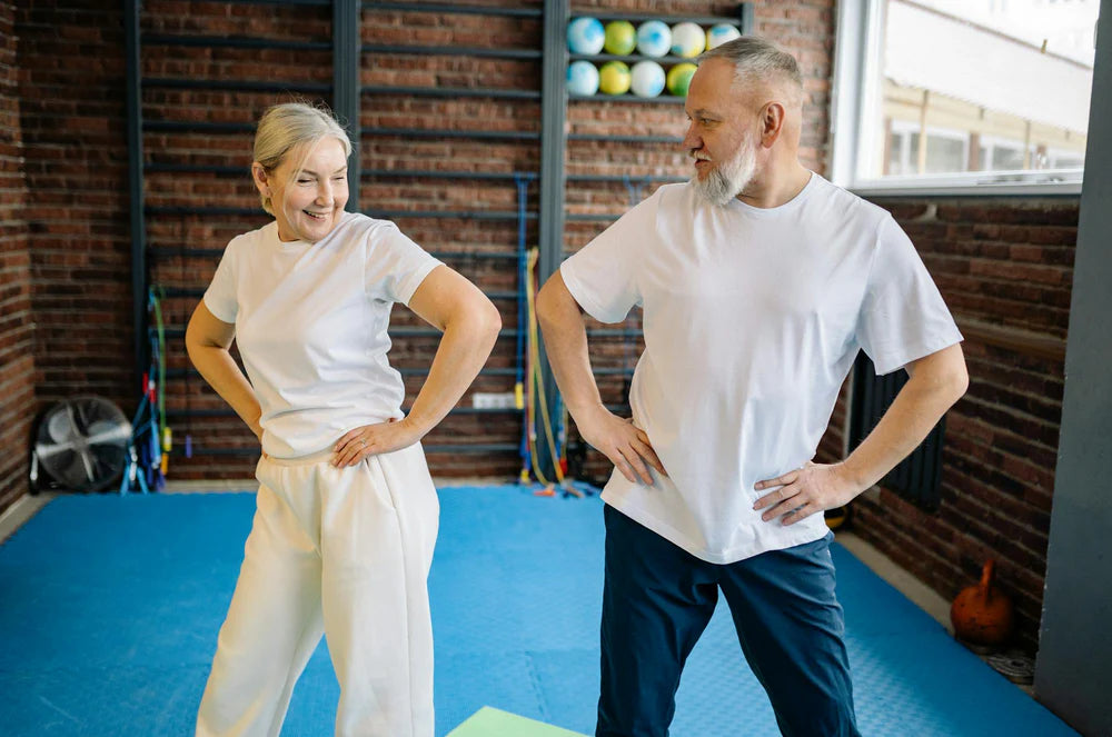 Older adults participating in a personalized wellness assessment as part of a health and wellness journey focused on understanding individual wellness goals.