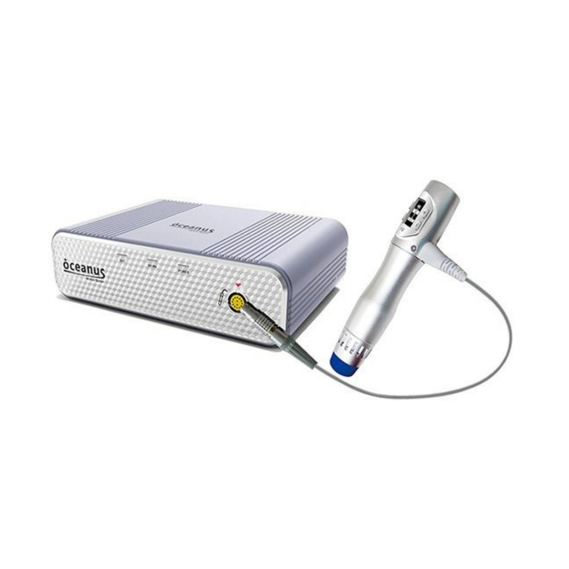 Oceanus America PhysioPRO II Dual Therapy Ultrasound device with handheld probe and power unit on white background
