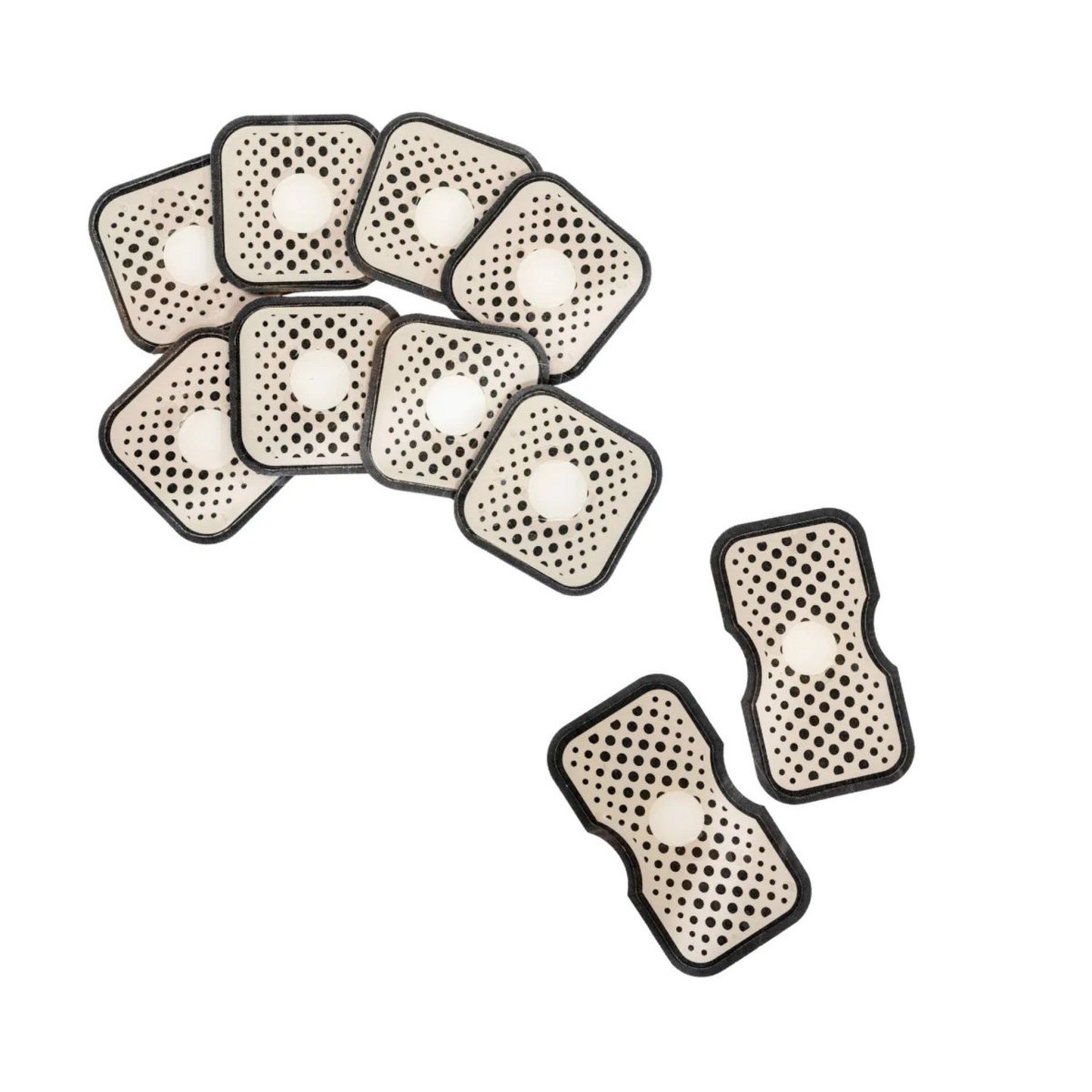 Replacement adhesive electrode pads for Oceanus America Stimsonic Dual Therapy Ultrasound device on white background