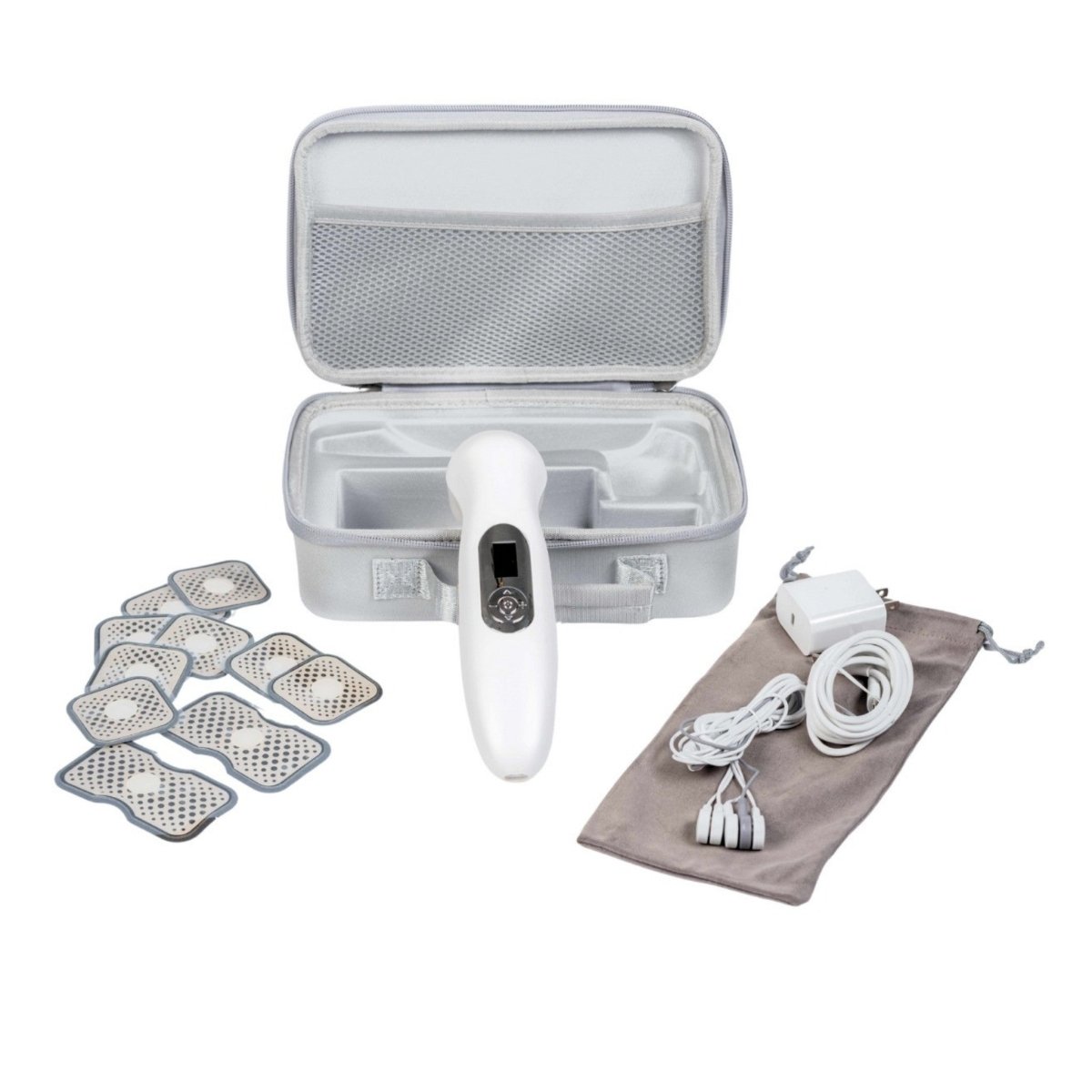 Oceanus America Stimsonic Dual Therapy Ultrasound device with electrodes, charging cable, and carrying case