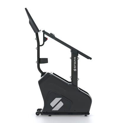 Side view of the STEPR Classic stair climber with LED console, compact design, and durable frame for home fitness.