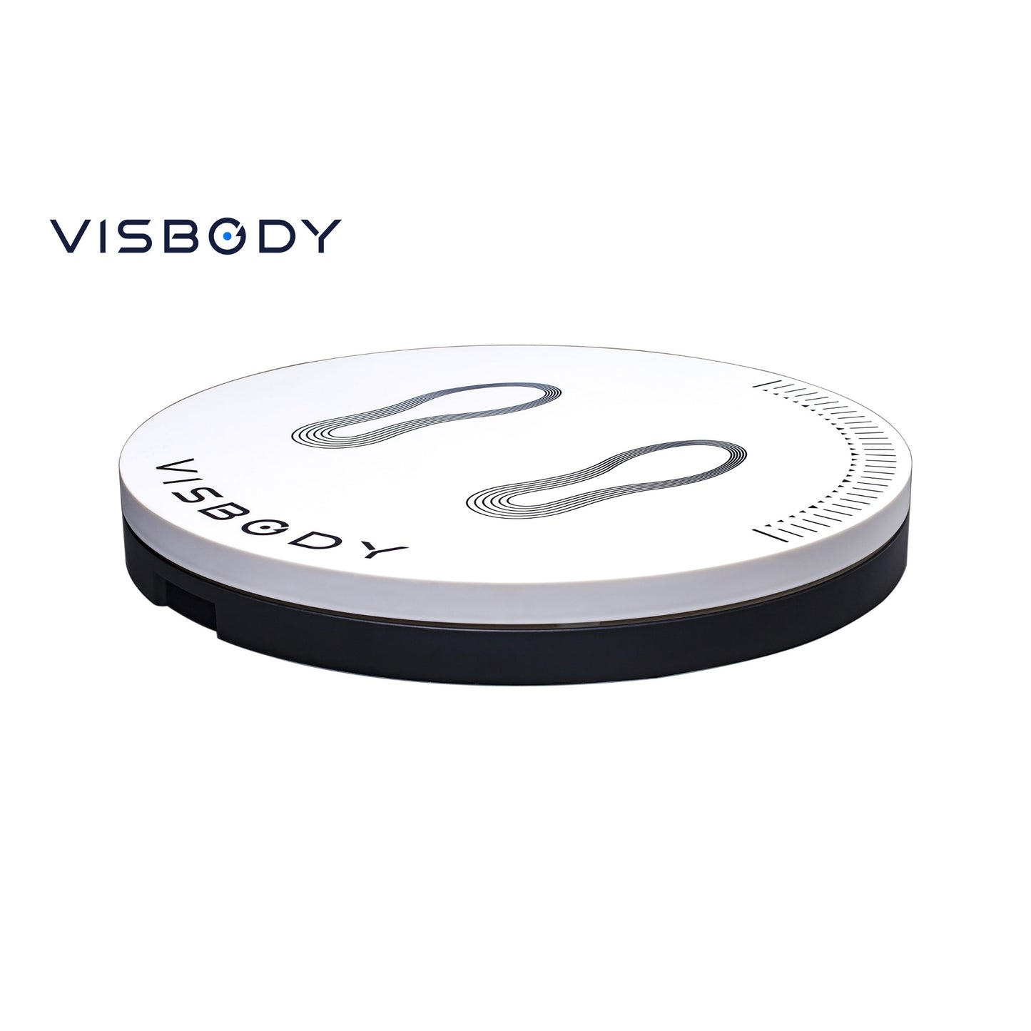 Visbody S30 round rotating foot platform for 3D body scanning on a white background