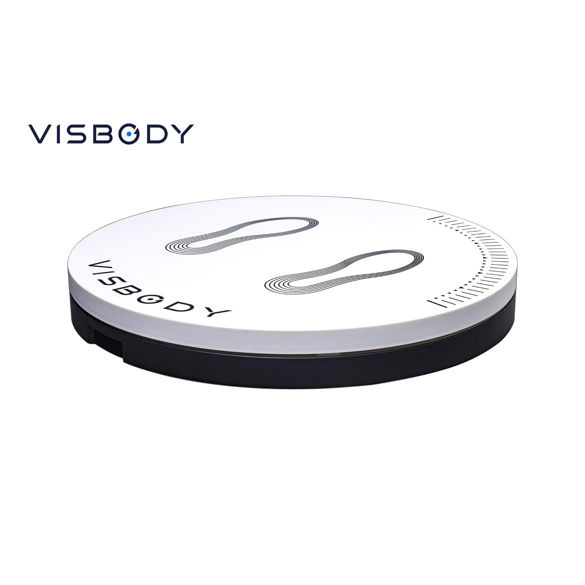 Visbody S30 round rotating foot platform for 3D body scanning on a white background