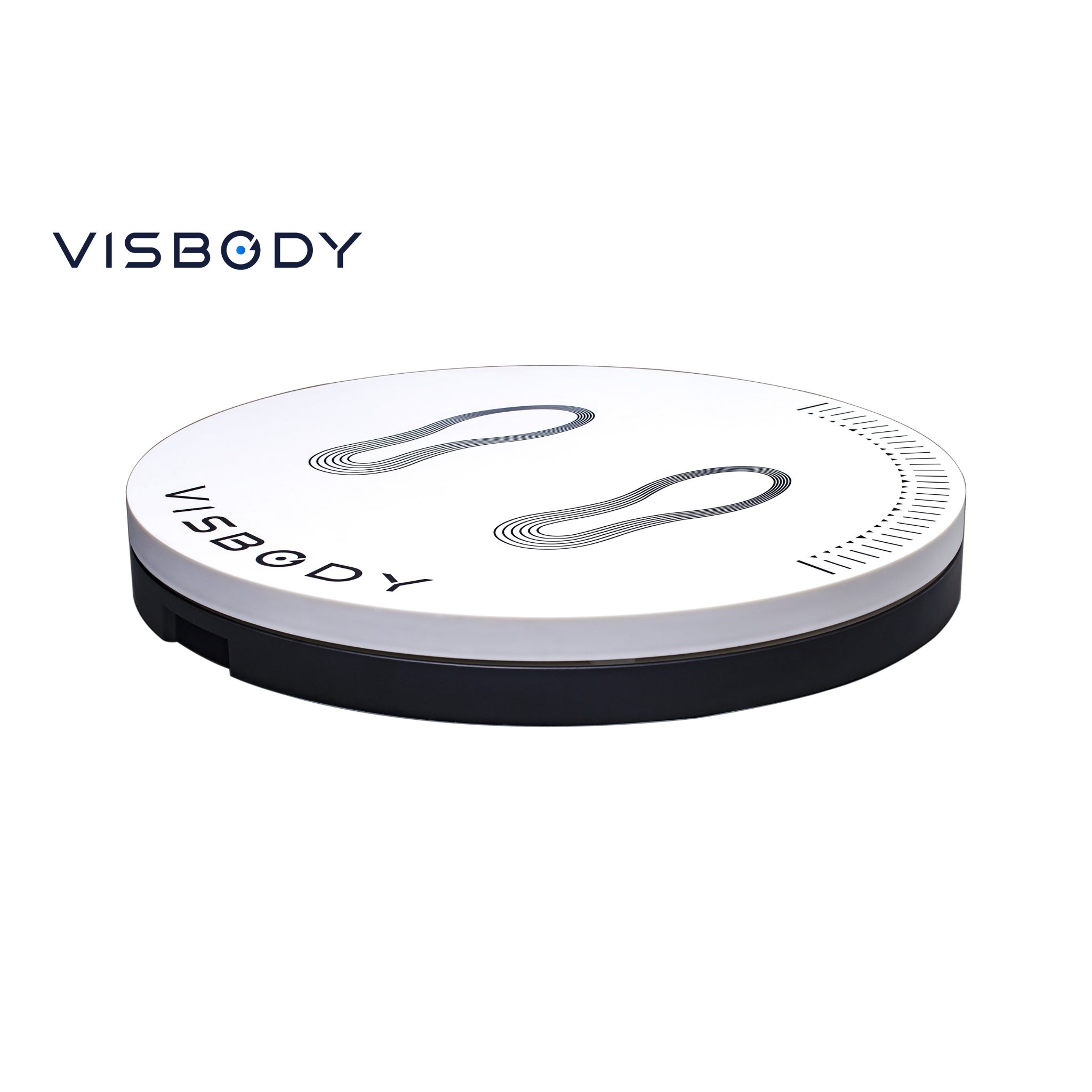 Visbody S30 round rotating foot platform for 3D body scanning on a white background