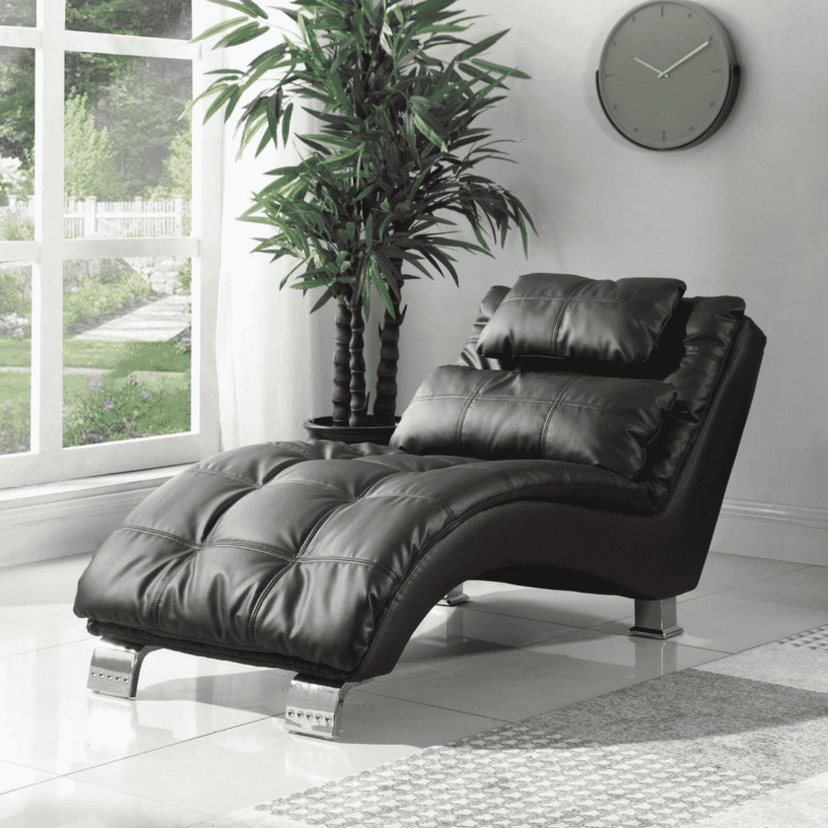 Side view of Harmonic Frequency Massage Chaise lounge chair highlighting frame design and seat contours