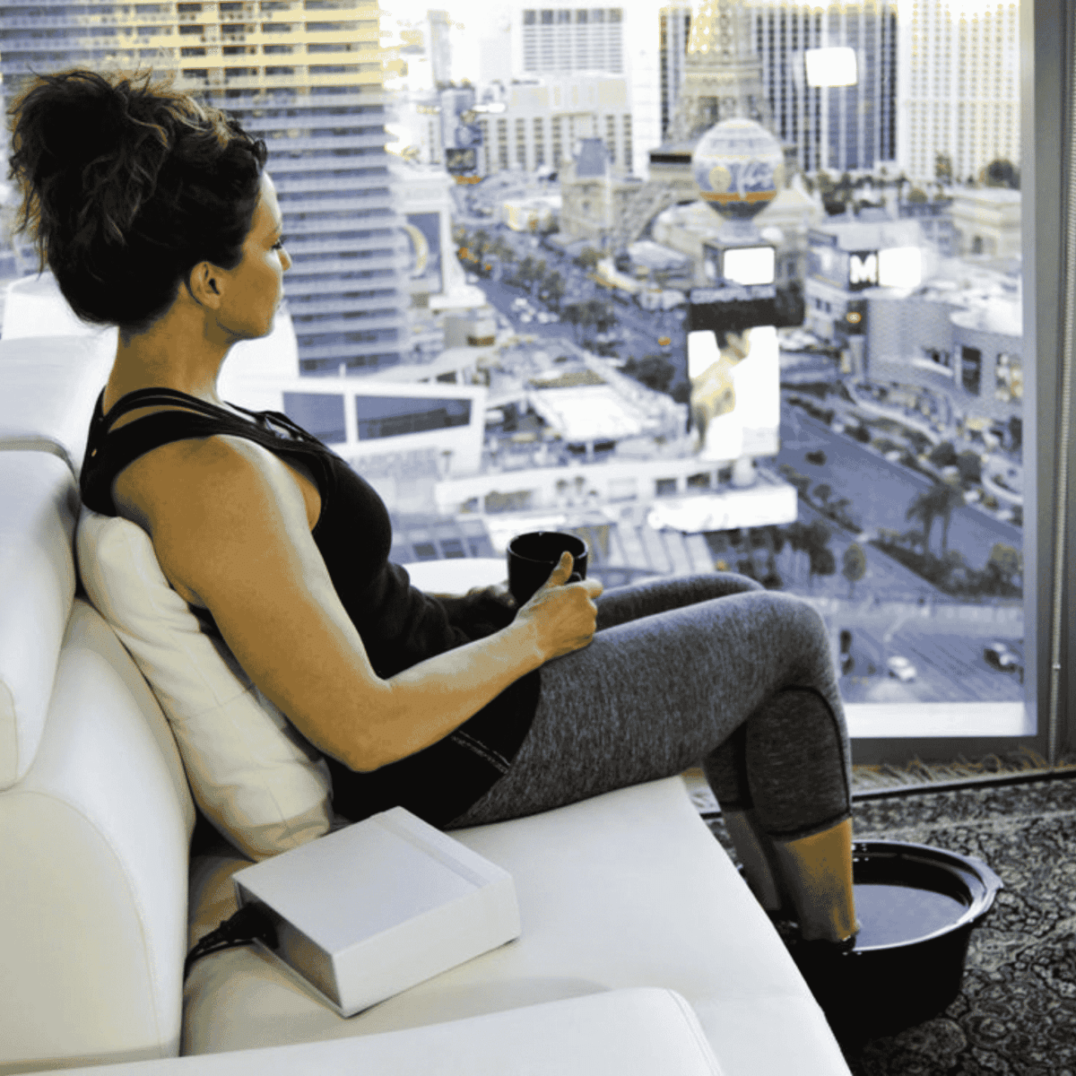 Close-up of ReviveCleanse ULTIMATE ionic foot bath basin with electrode array and water