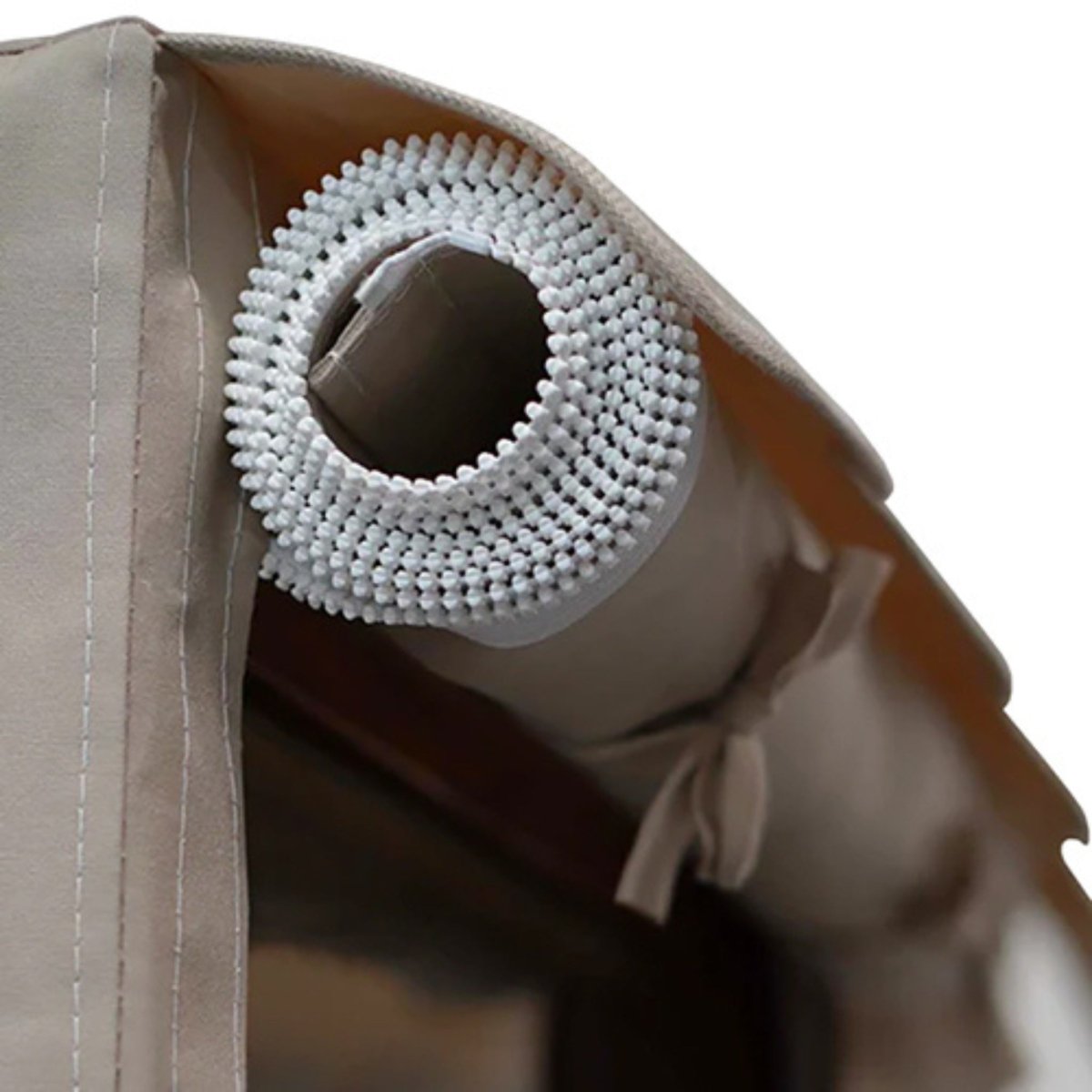 Close-up of Finnmark FD-1 sauna cover material rolled up to show durable and water-resistant fabric texture.
