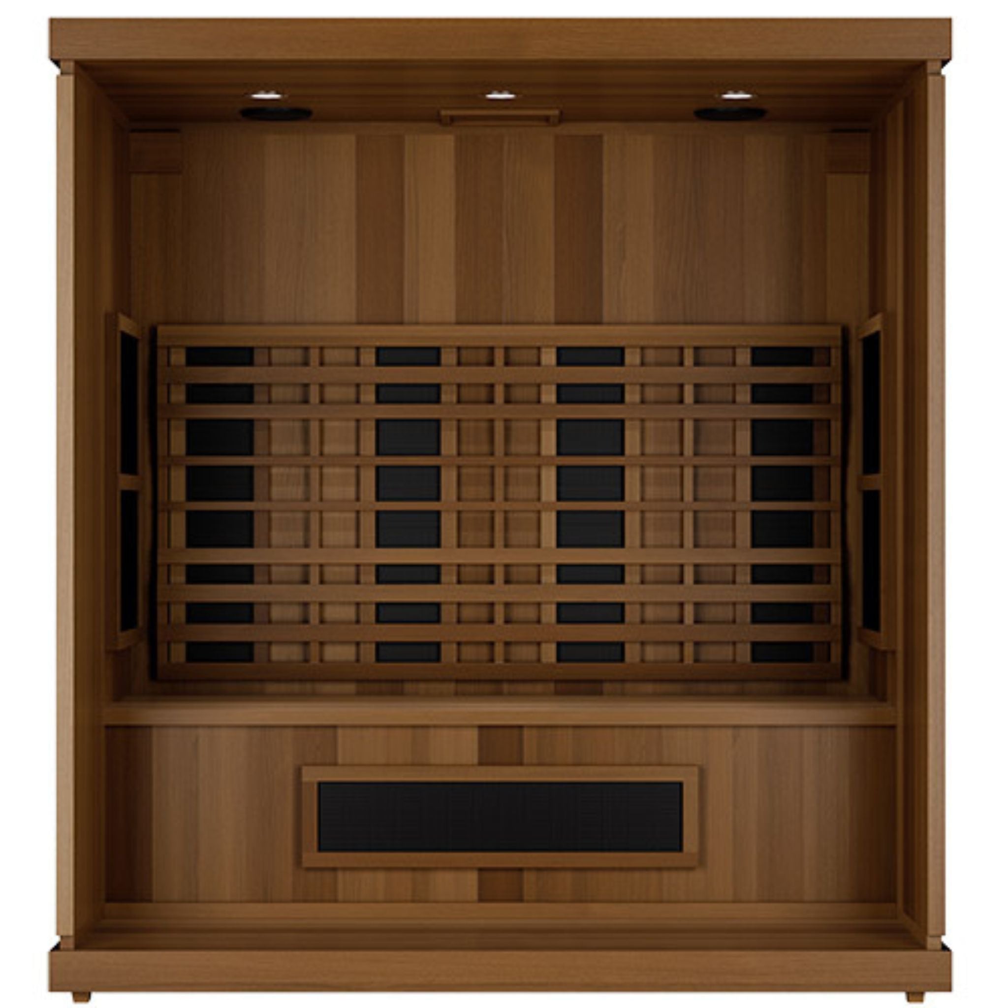 Finnmark FD-3 infrared sauna with wooden interior and heating panels.