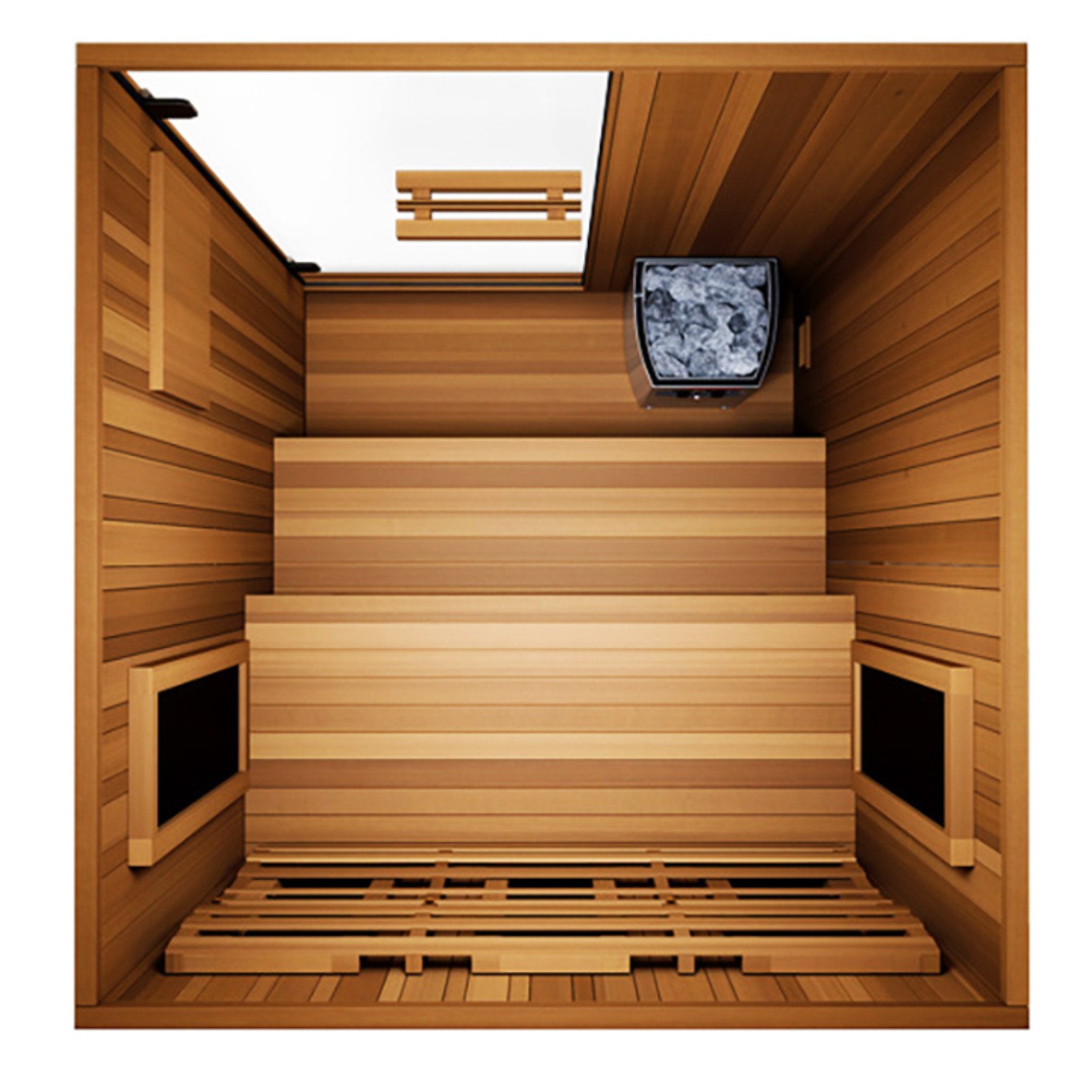 Finnmark FD-4 infrared steam sauna interior shown from a top view.