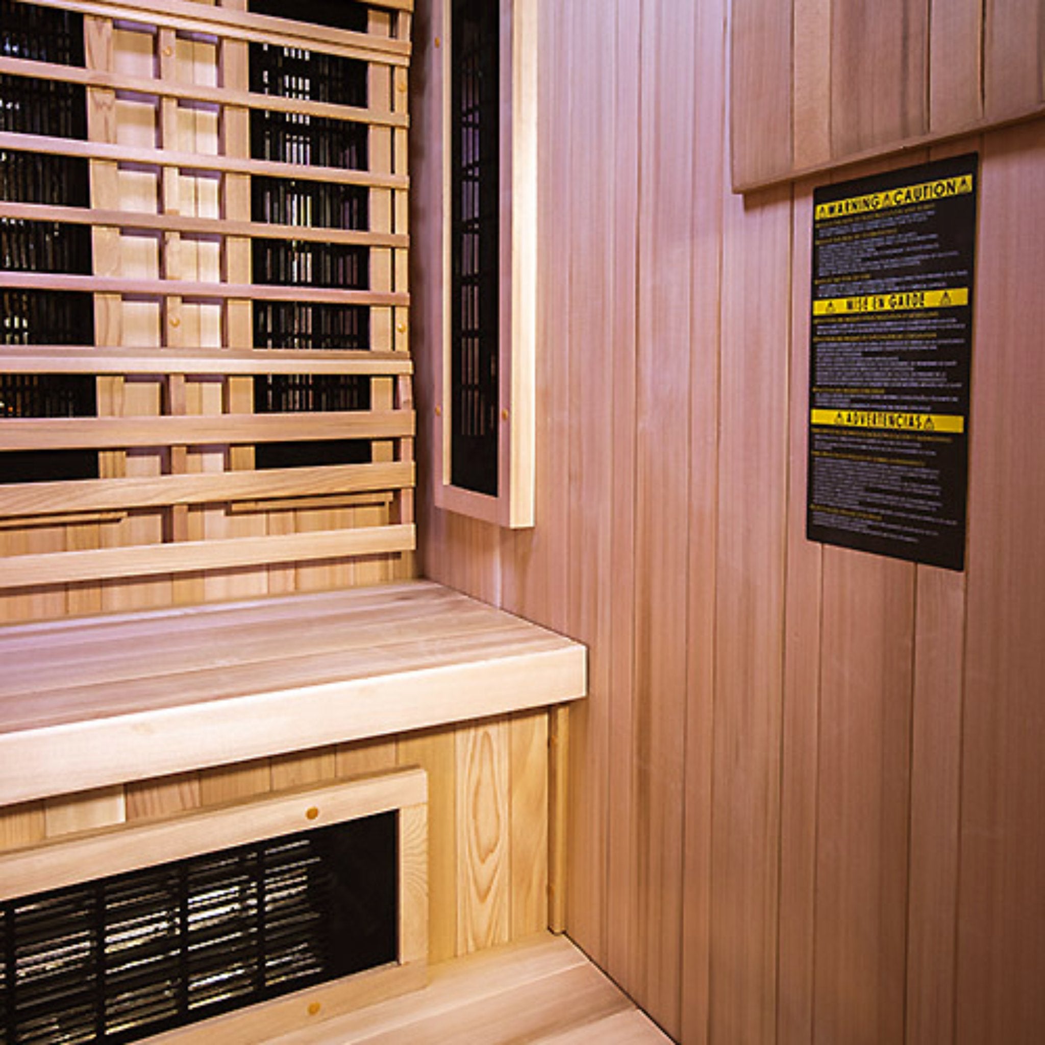 Finnmark FD-4 infrared steam sauna interior featuring a wooden bench.