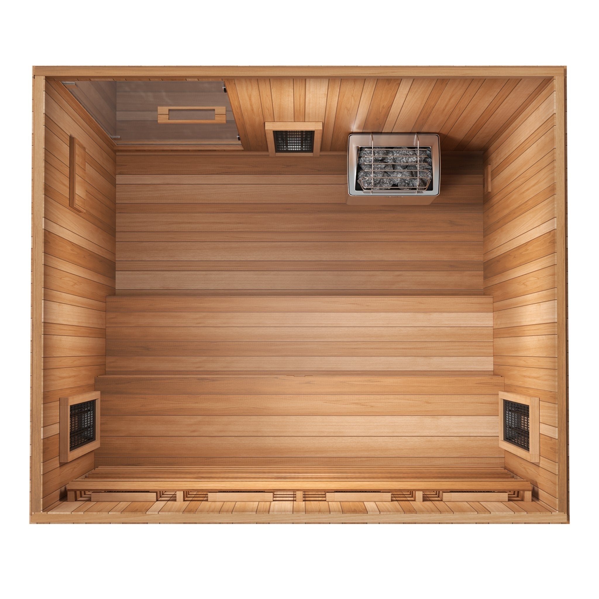 Finnmark FD-5 infrared steam sauna interior shown from a top-down view.