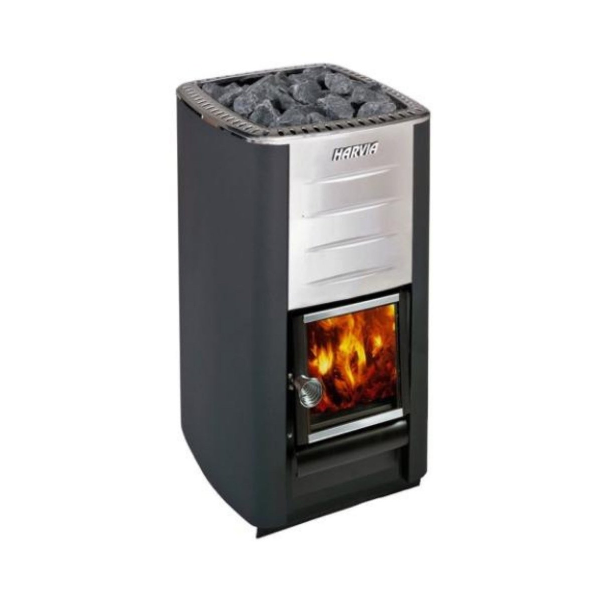 Harvia M3 wood-burning sauna heater on white background