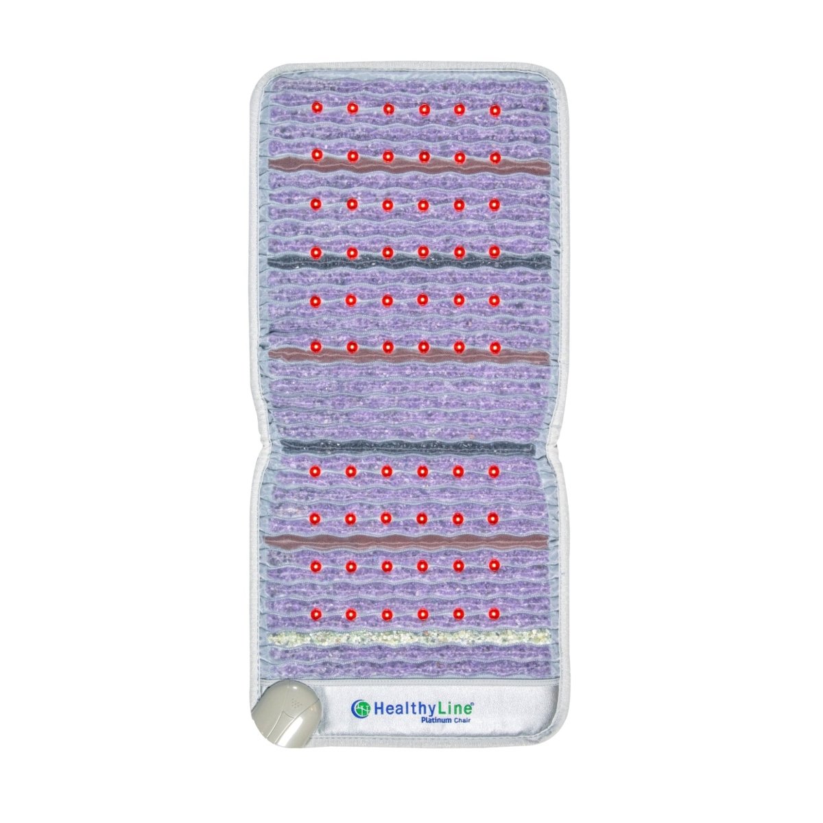 HealthyLine Platinum PEMF Far Infrared Heating Mat in compact chair-size design with gemstone therapy and red light features