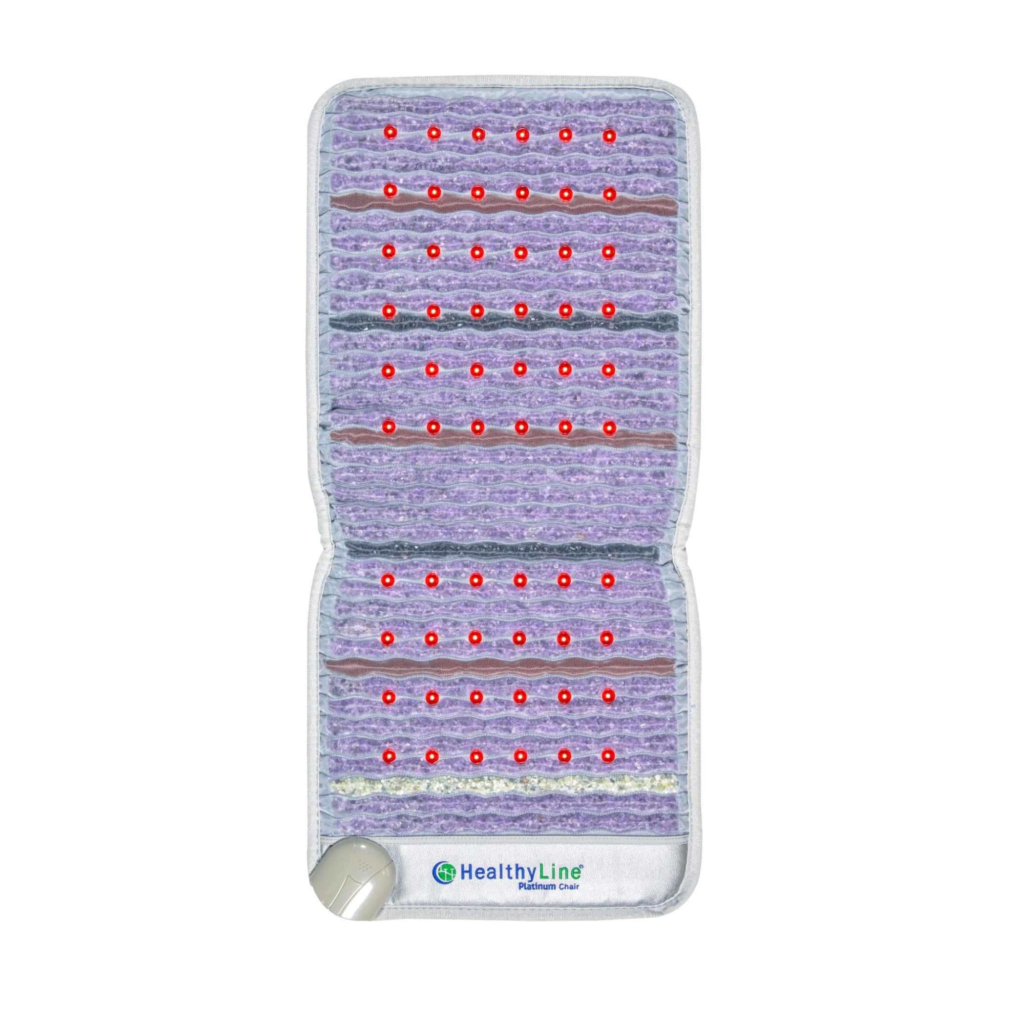 HealthyLine Platinum PEMF Far Infrared Heating Mat in compact chair-size design with gemstone therapy and red light features