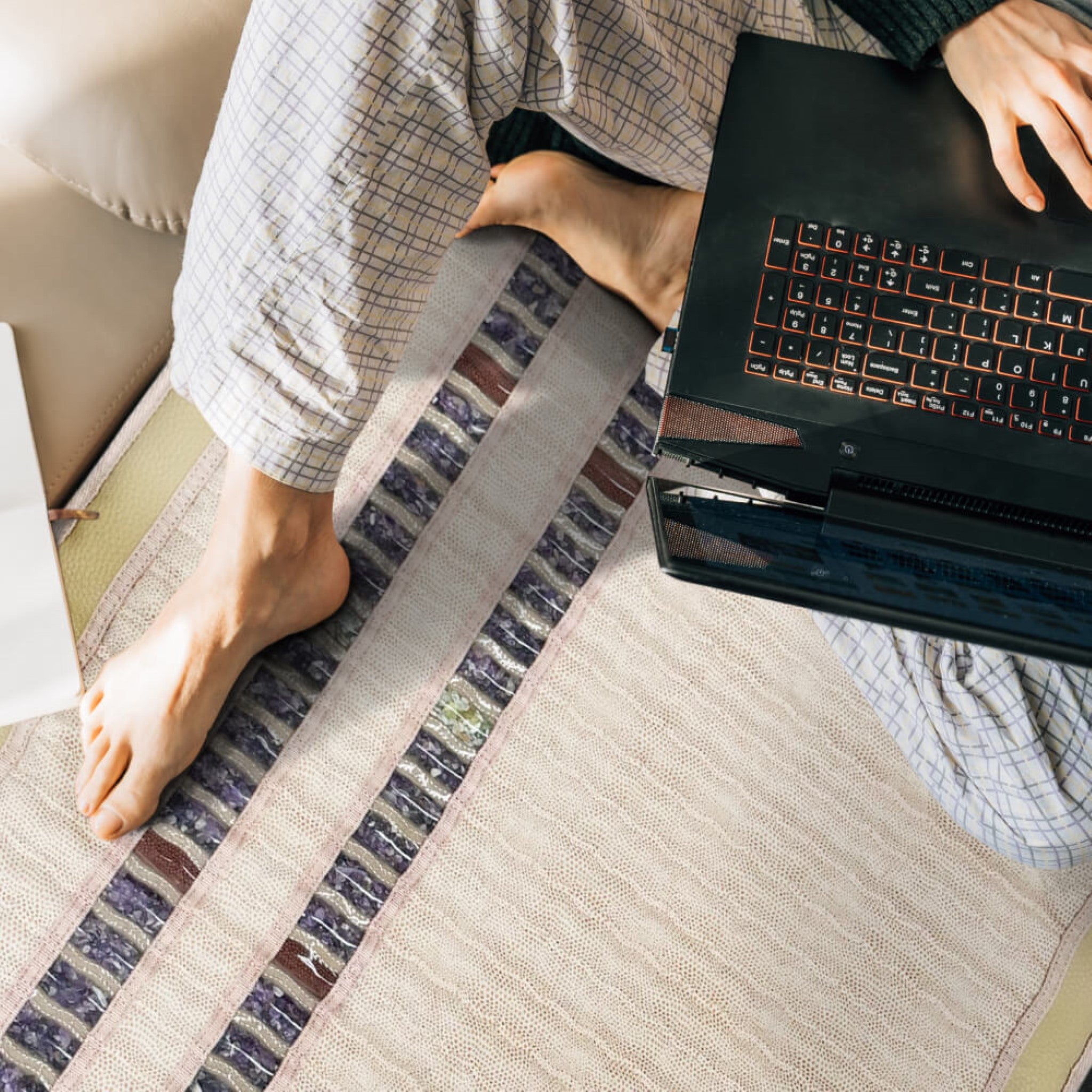 HealthyLine SOFT Series far infrared heating mat with natural gemstones for full-body relaxation and therapy