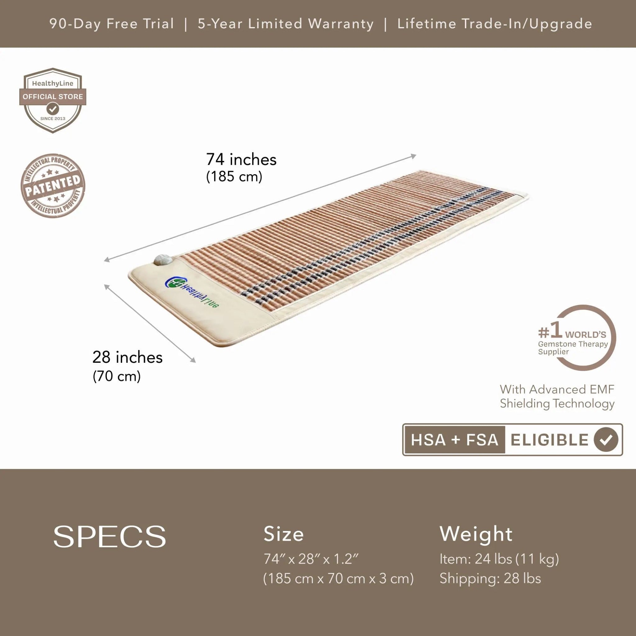 HealthyLine SOFT Series far infrared heating mat with natural gemstones for full-body relaxation and therapy