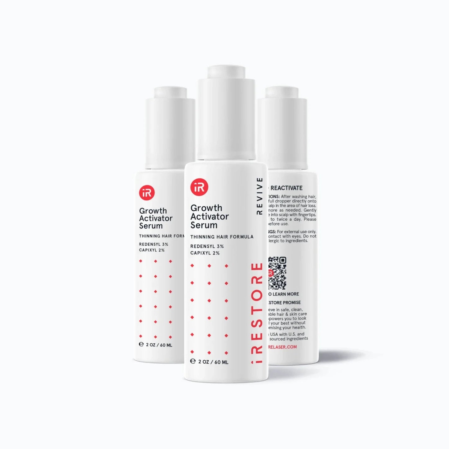 Three-bottle pack of iRestore Hair Growth Serum for extended use