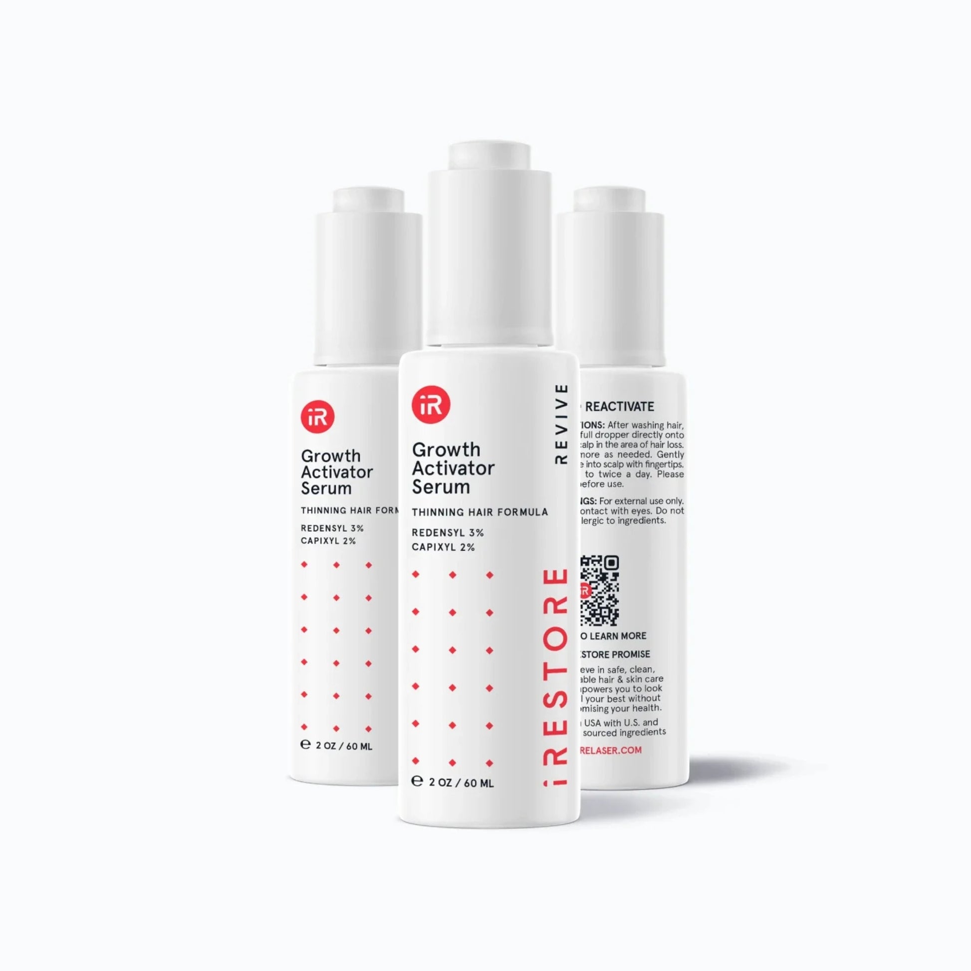 Three-bottle pack of iRestore Hair Growth Serum for extended use