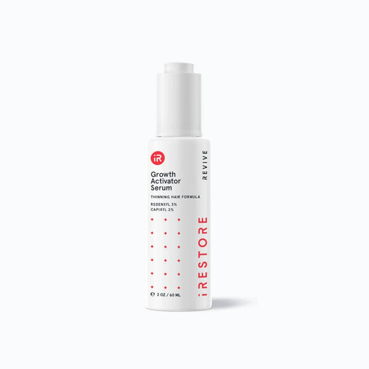 iRestore 3-in-1 Hair Growth Serum bottle designed to promote scalp health