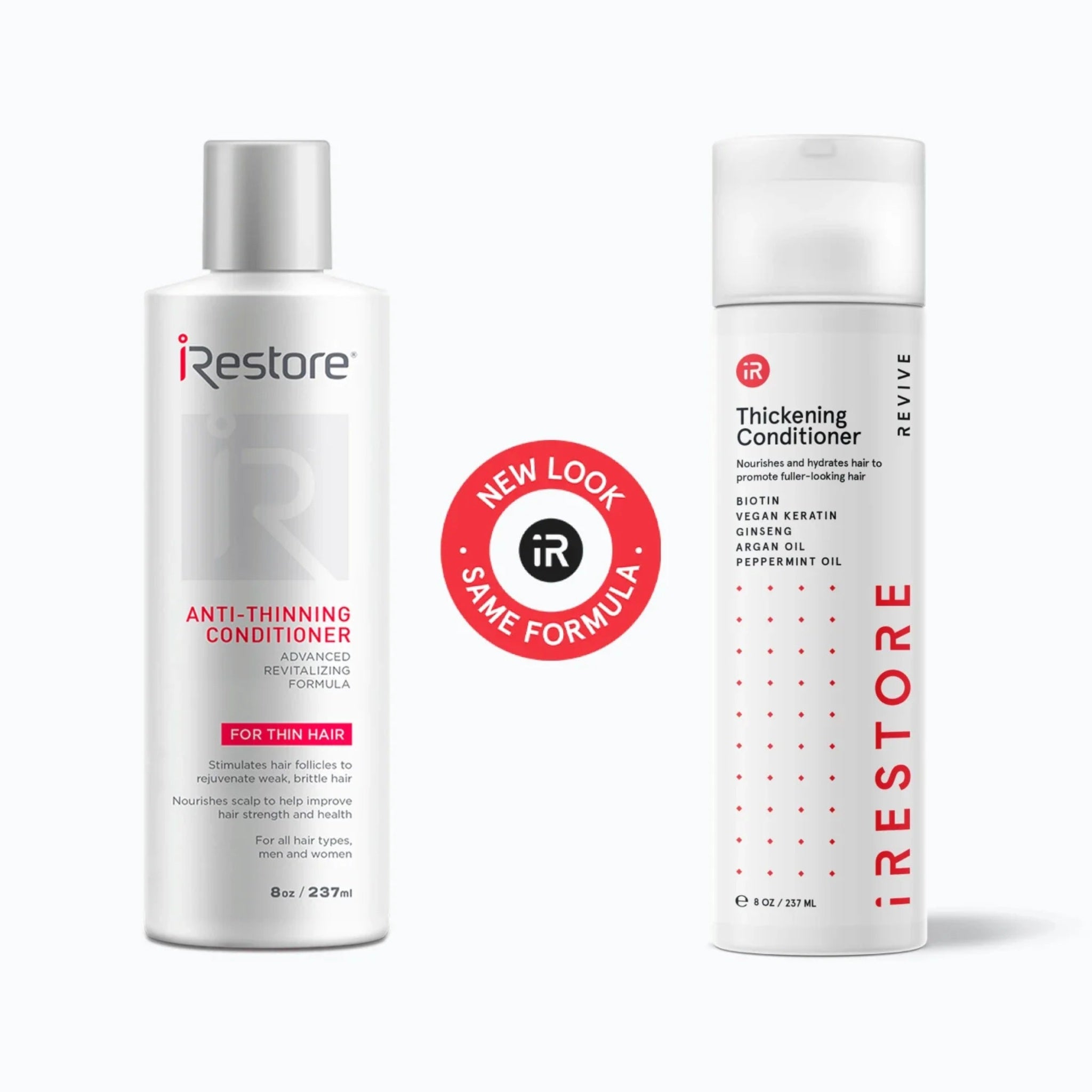 Two iRestore Thickening Conditioner bottles displayed side by side