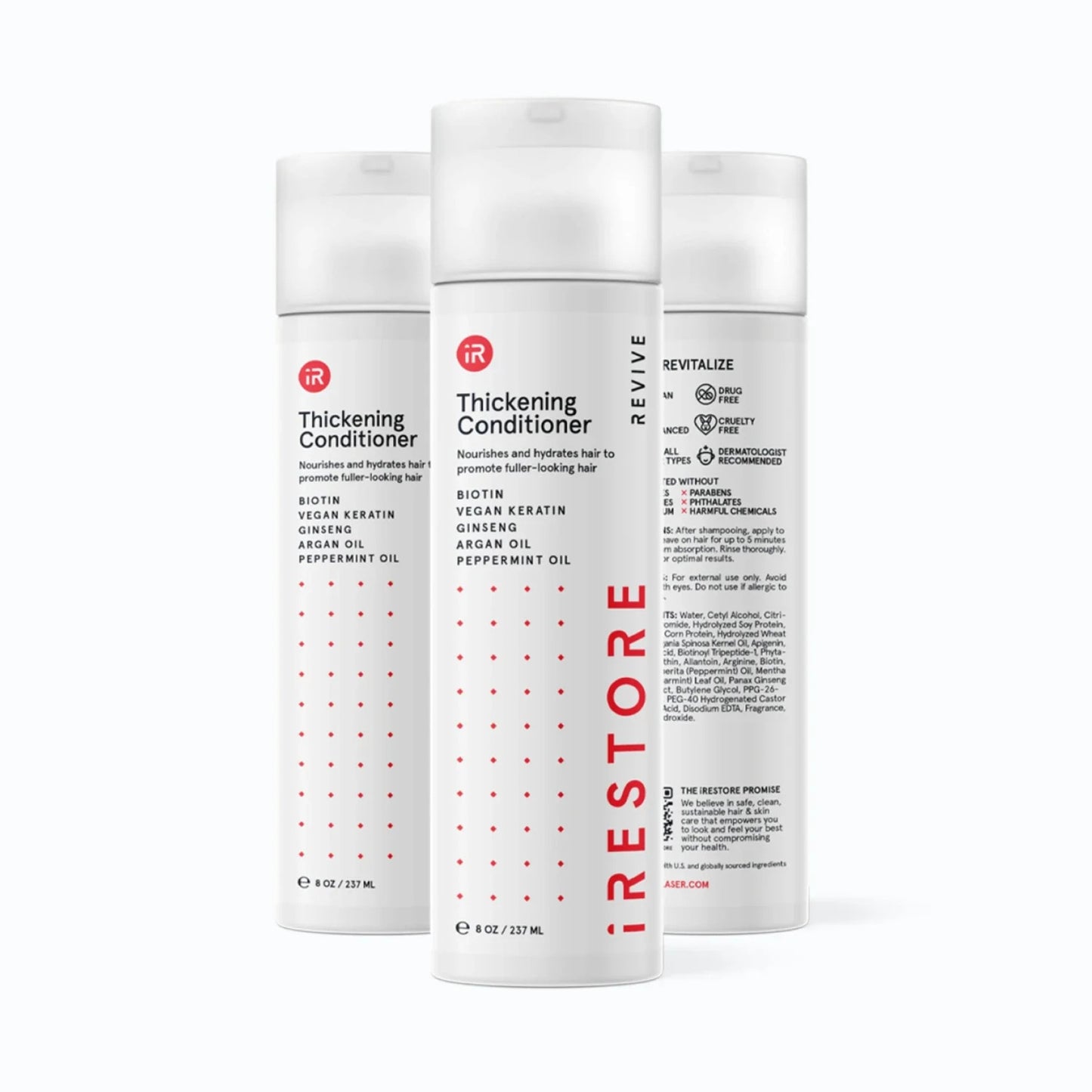 iRestore Thickening Conditioner three-bottle pack for extended hair care supply