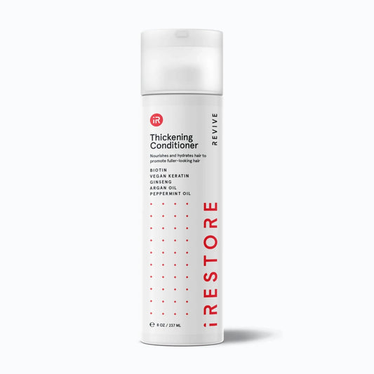 iRestore Thickening Conditioner bottle designed to strengthen and volumize hair