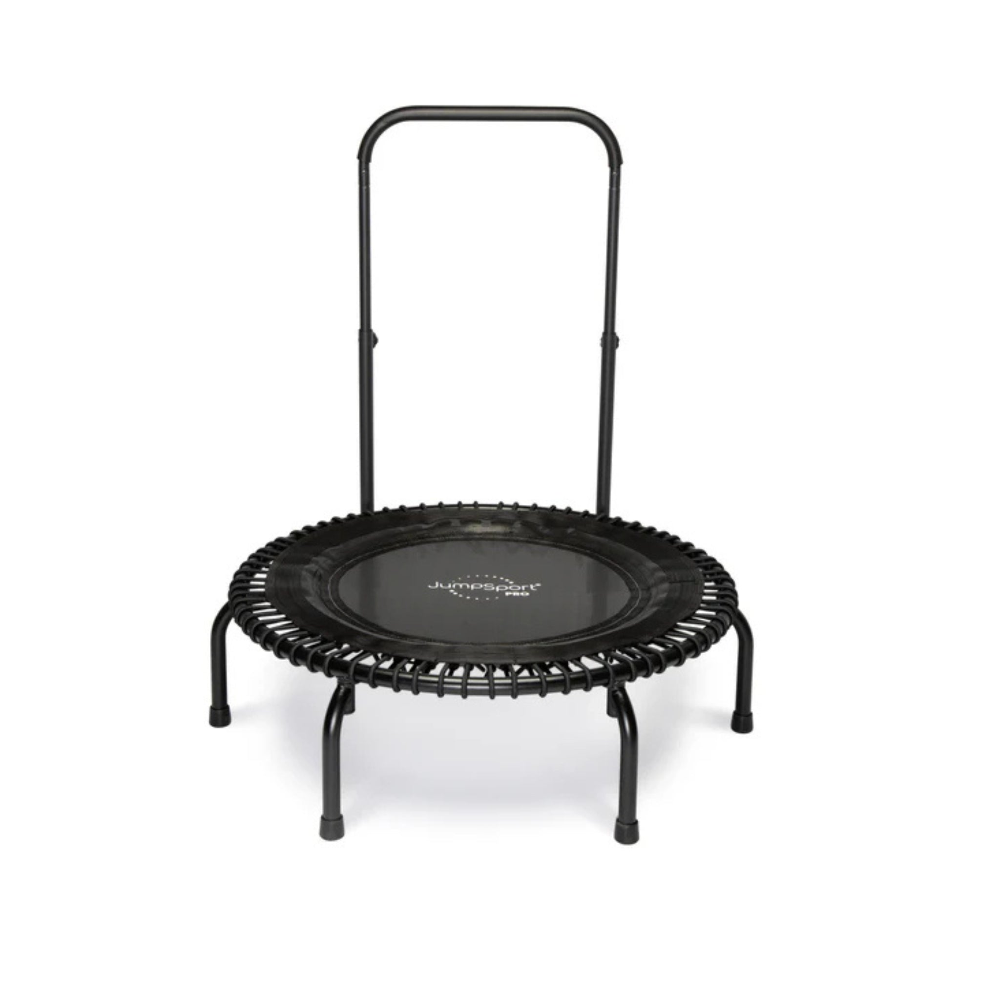Jumpsport fitness trampoline with adjustable handlebar for safe rebounding